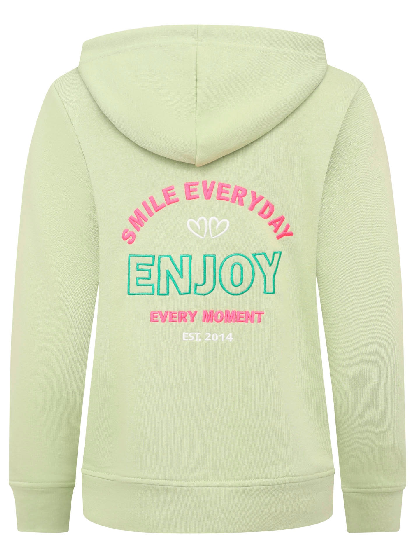 Zwillingsherz Hoodie »"Smile Everyday Enjoy"«, mit V-Ausschnitt und grosser, gestickter Botschaft auf dem Rücken