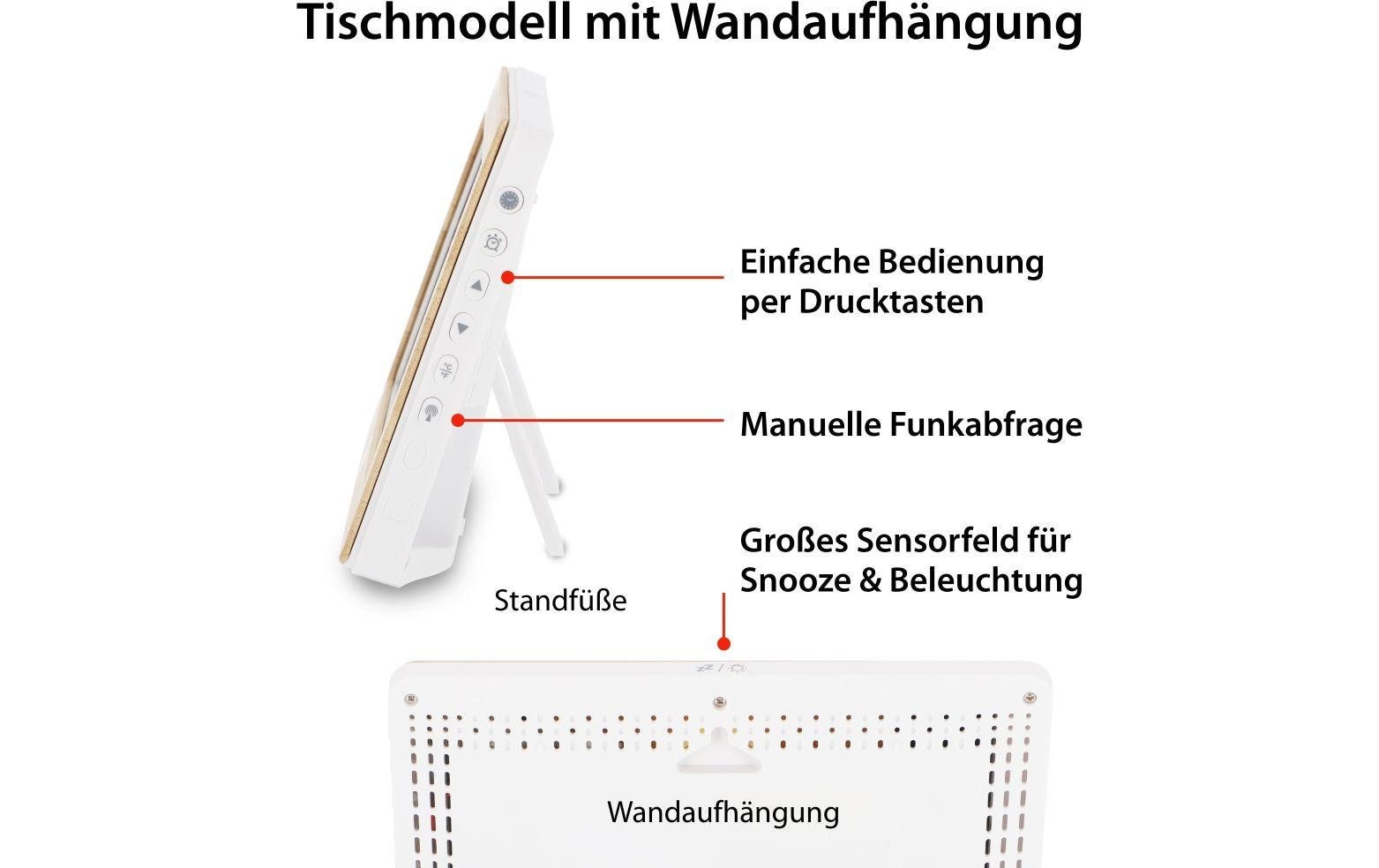 ADE Funkwanduhr »Hellbraun/Weiss«