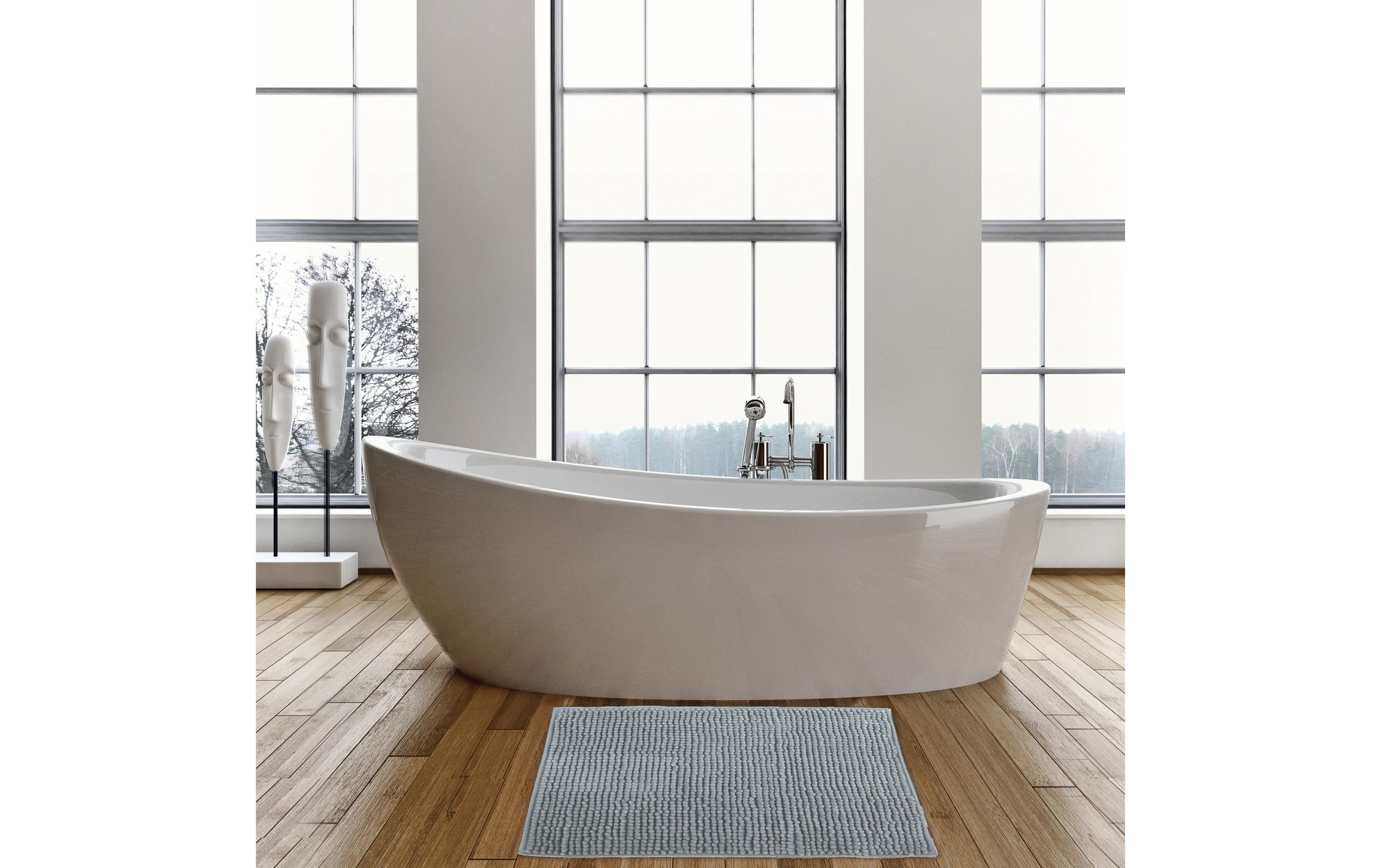 MSV Badematte »Chenille Hellbgrau«
