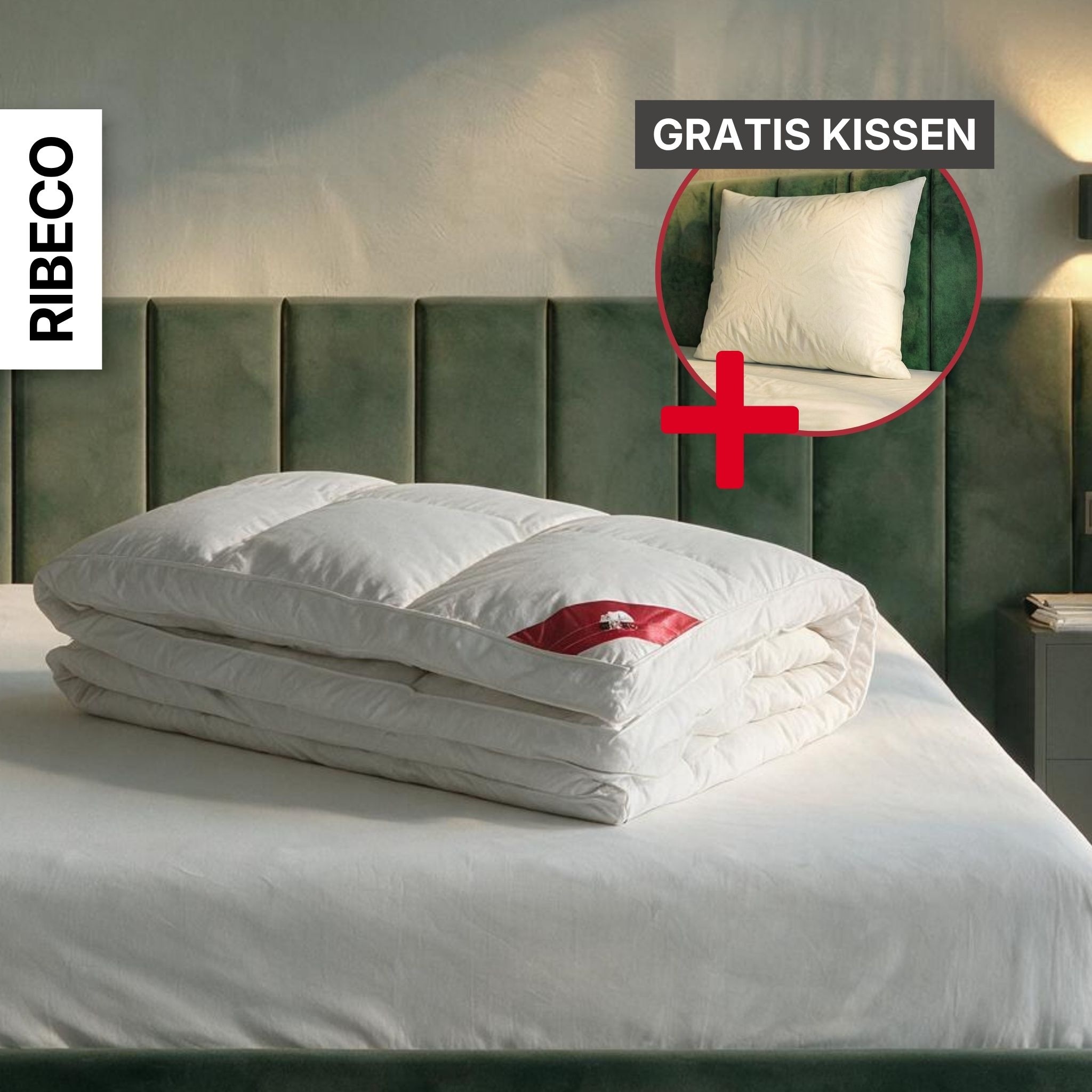 RIBECO Federbettdecke "Bettdecke in 135x200 und 155x220cm Topseller," extrawarm Füllung 50% Daunen & 50% Federn 1 Stk. tlg. Daunen und Federn, Made in Germany, mit gratis 80x80 cm Kissen