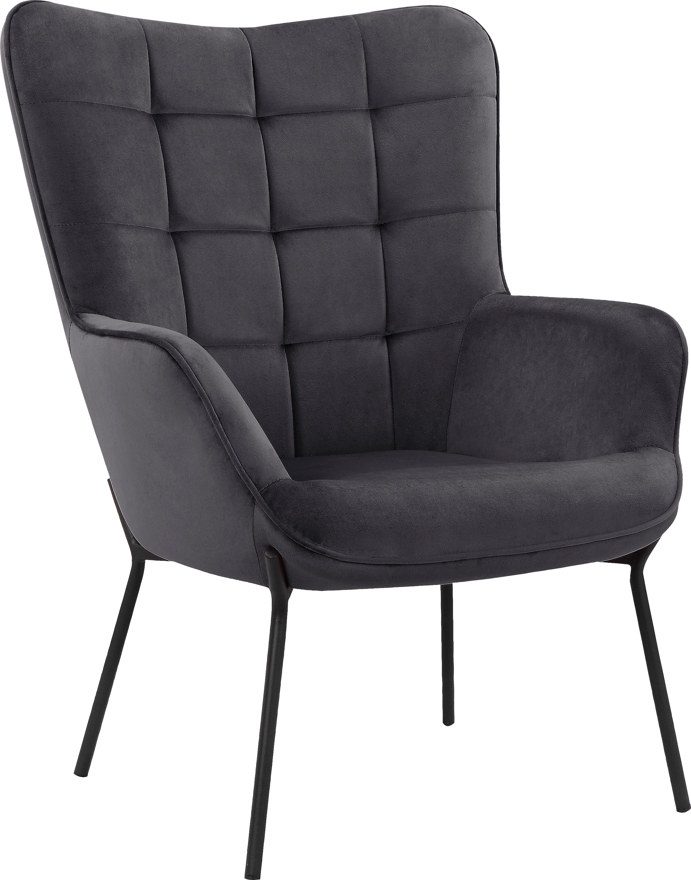 GOODproduct Loungesessel »Luukas, Ohrensessel mit Metallbeinen,«, (1 St.), Stoff recyceltes Polyester, Sitz und Rücken gepolstert, Sitzhöhe 46 cm
