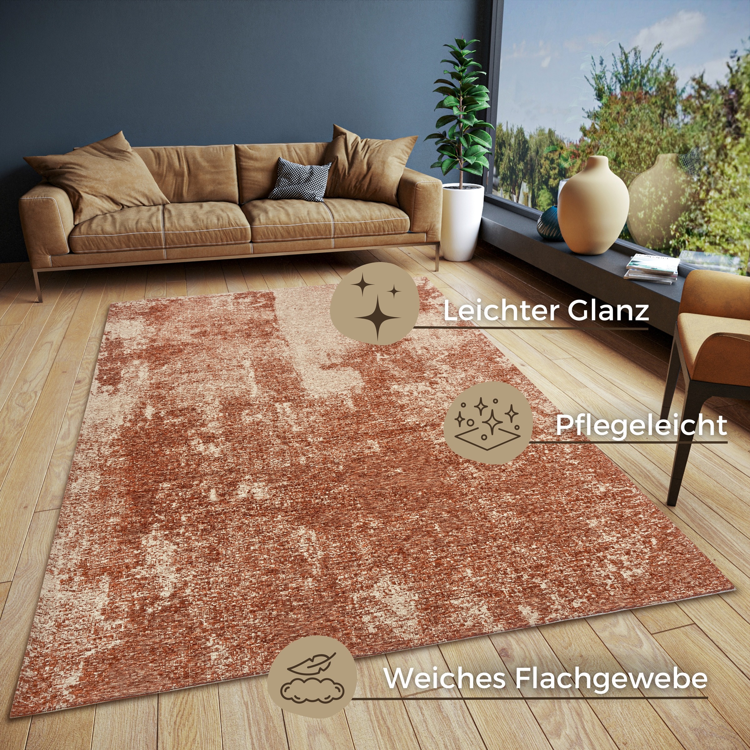 HANSE Home Teppich »Kulo«, rechteckig, 3 mm Höhe, strapazierfähig, pflegeleicht, robust, Anti-Slip, Wohnzimmer