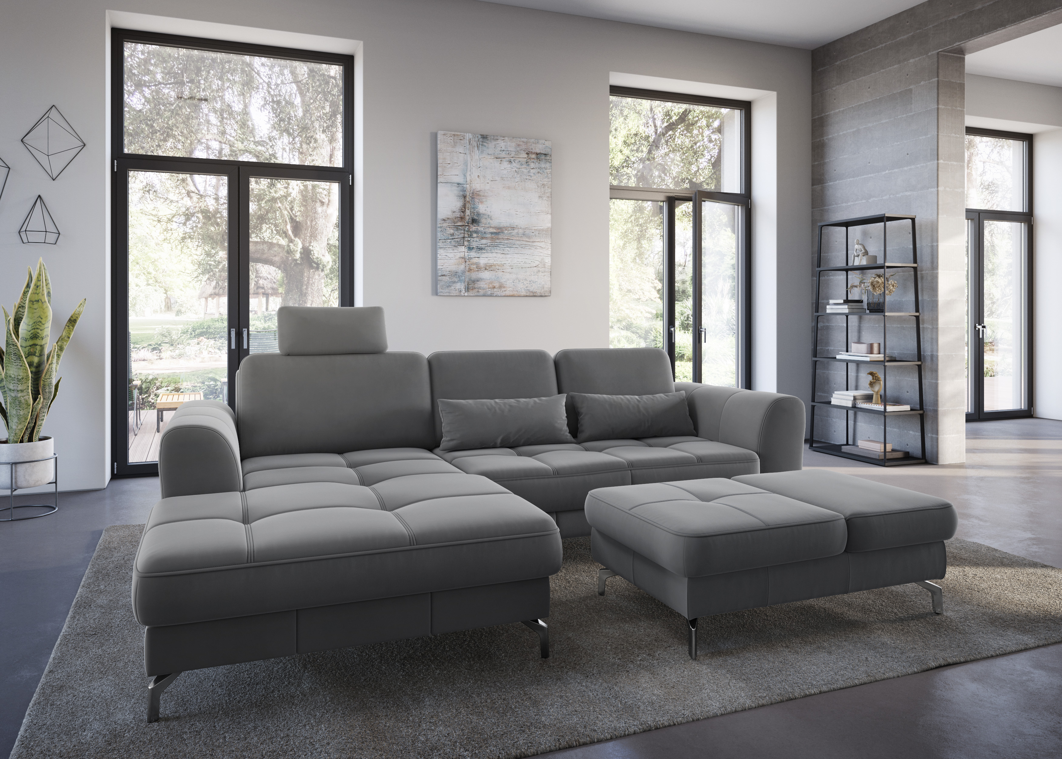 sit&more Ecksofa "Bendigo L-Form" inklusive Sitztiefenverstellung, Bodenfreiheit 12 cm, in 2 Fussfarben