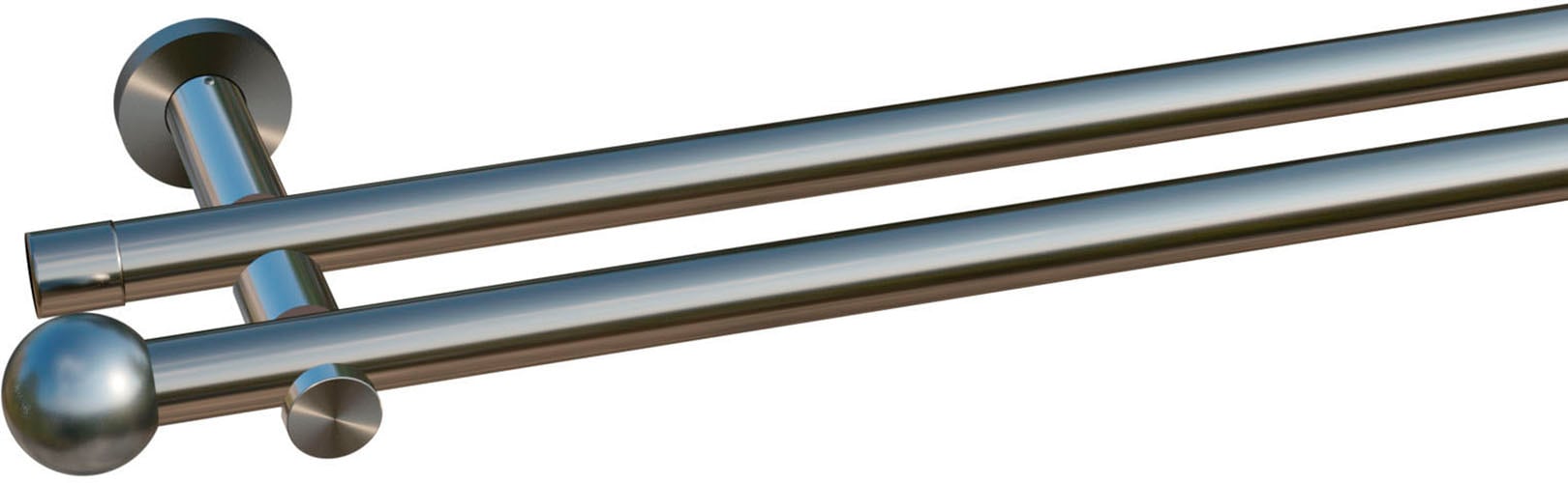 indeko Gardinenstange "Colombes" Ø 20 mm 2 läufig-läufig Wunschmasslänge Komplett-Set inkl. Montagematerial