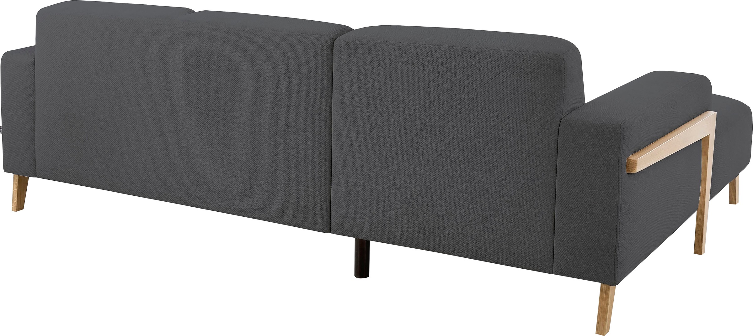 exxpo - sofa fashion Ecksofa »Starr Scandic Design, tolle Verarbeitung, bequem, Sichtholz am Armteil«, L-Form, wahlw. elektrische Sitztiefenverstellung, Massivholzfüsse