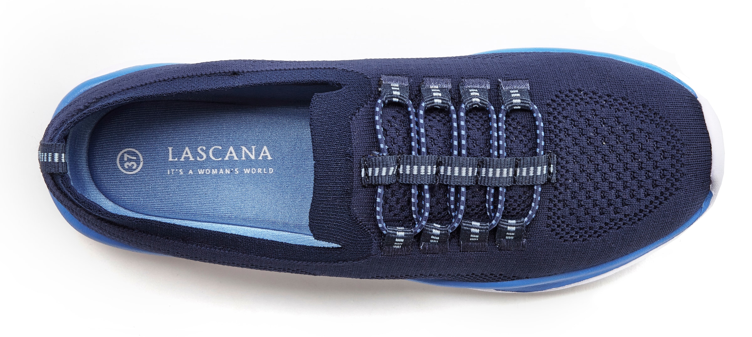 LASCANA Sneaker »Slipper, Halbschuh, leichtes Meshmaterial«, zum Reinschlüpfen mit elastischen Schnürbändern VEGAN