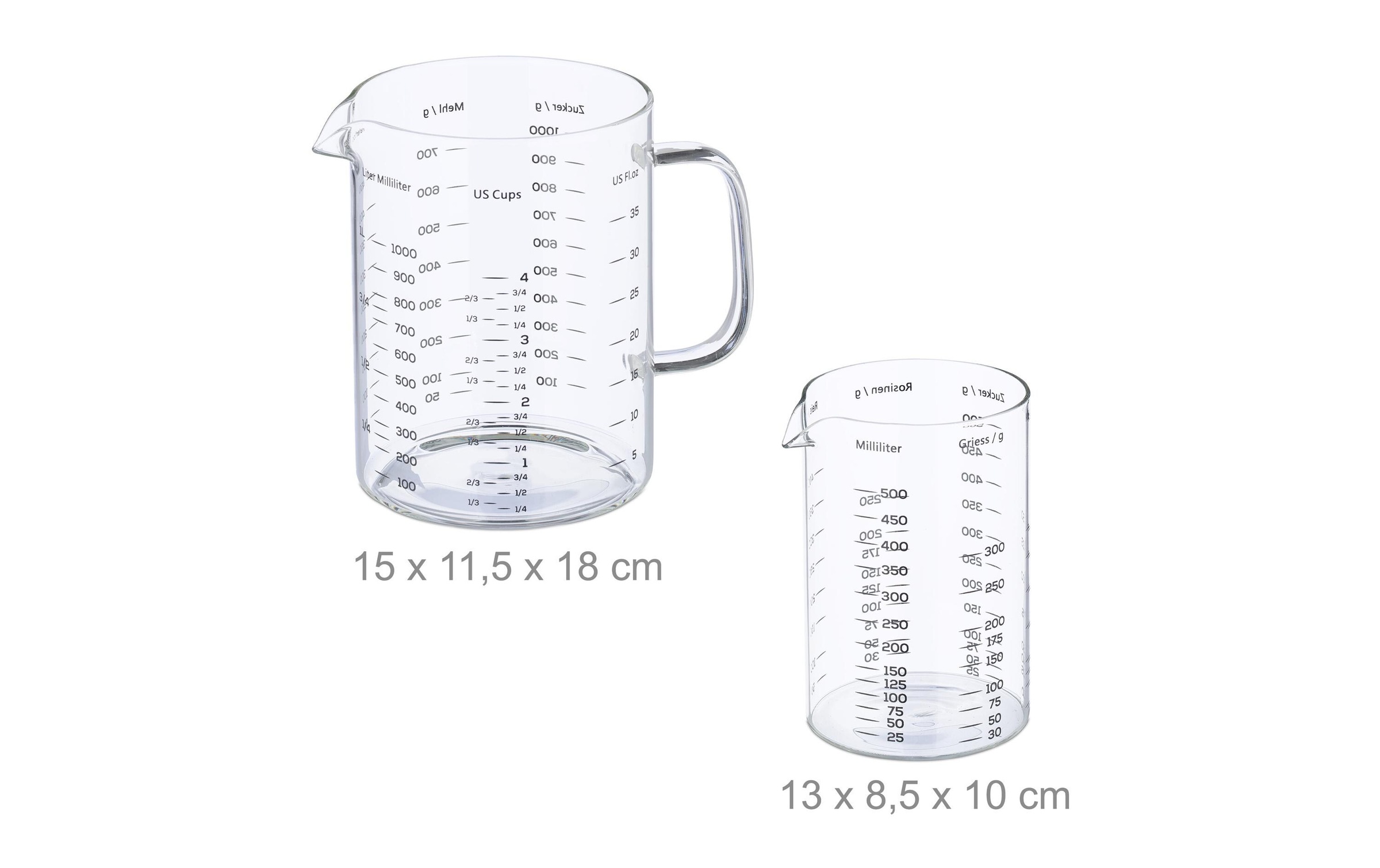 relaxdays Messbecher »Set 2 Stück, Transparent«, Borosilikatglas, (Set)
