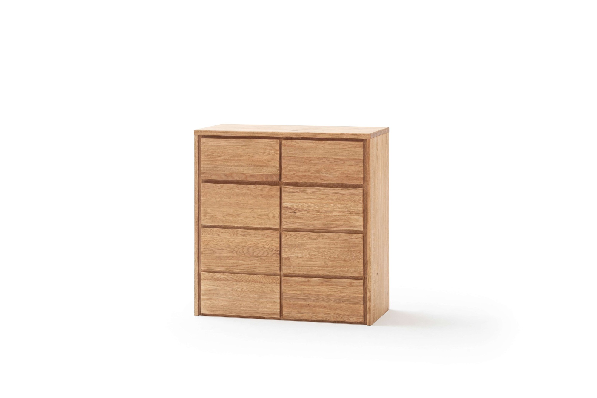 Home affaire Kommode "Zetra Schubladenschrank, 2 Schubladen/2 Türen mit Soft-Close-Function" Fertig montiert, Eiche Massivholz, Breite 88 cm