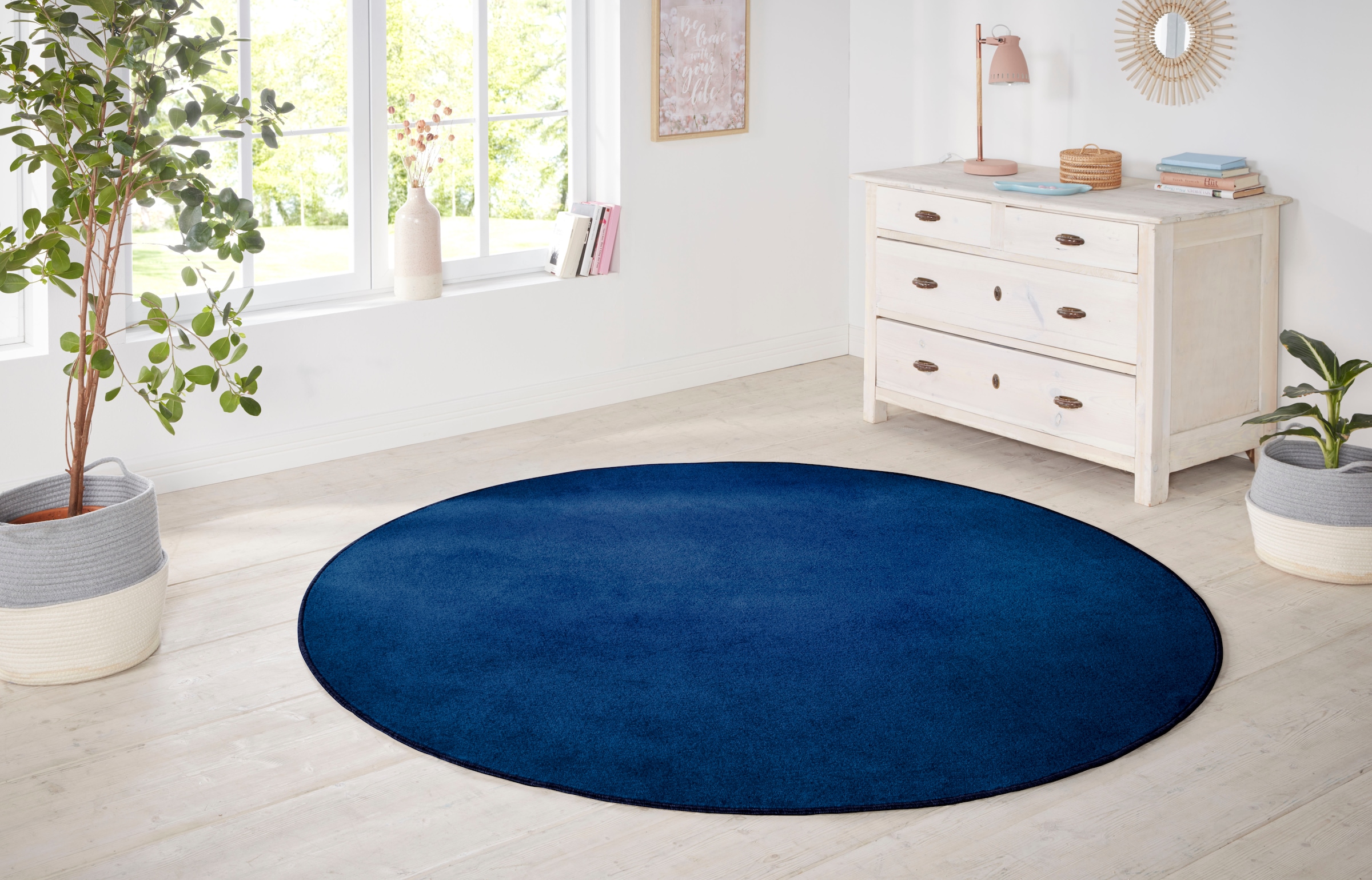 HANSE Home Teppich »Shashi«, rund, 8,5 mm Höhe, Kurzflor, Unifarben, Teppich, Weich, Esszimmer, Kinderzimmer, Flur