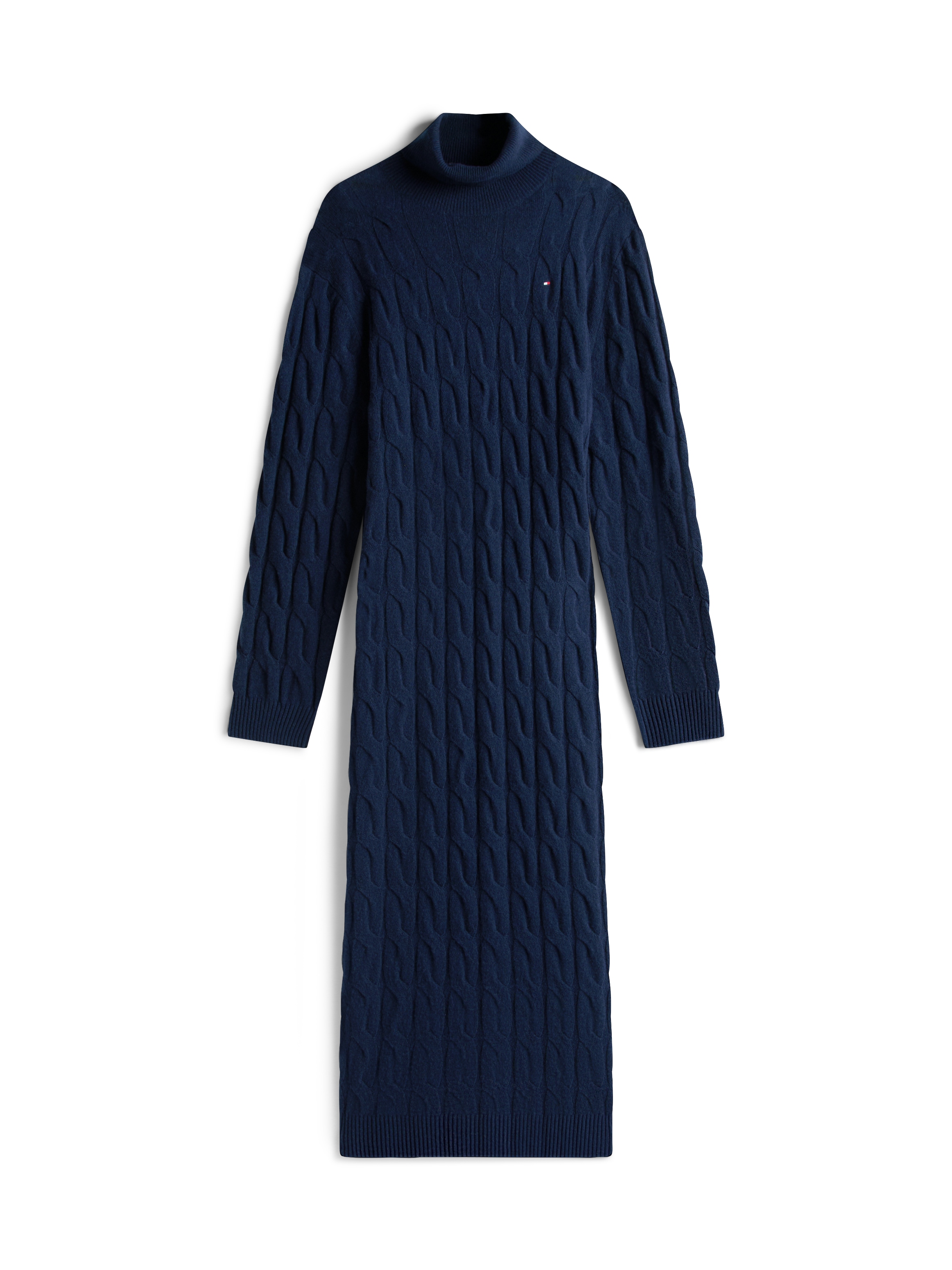 Tommy Hilfiger Curve Strickkleid »CRV SOFT WOOL CABLE ROLL-NK DRS«, in grossen Grössen, mit Zopfmuster, aus reiner Wolle