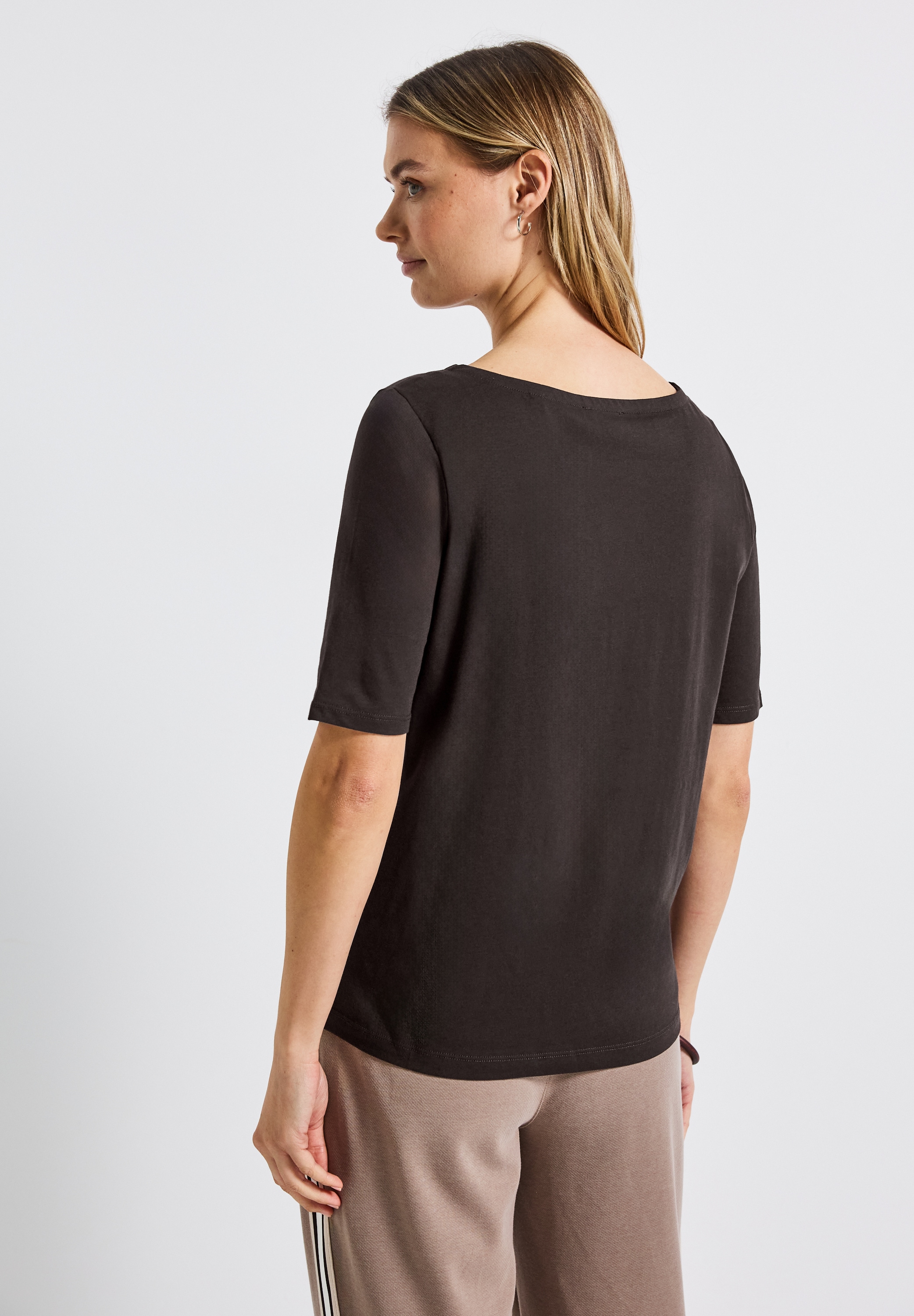 STREET ONE T-Shirt, U-Boot Ausschnitt, Basic