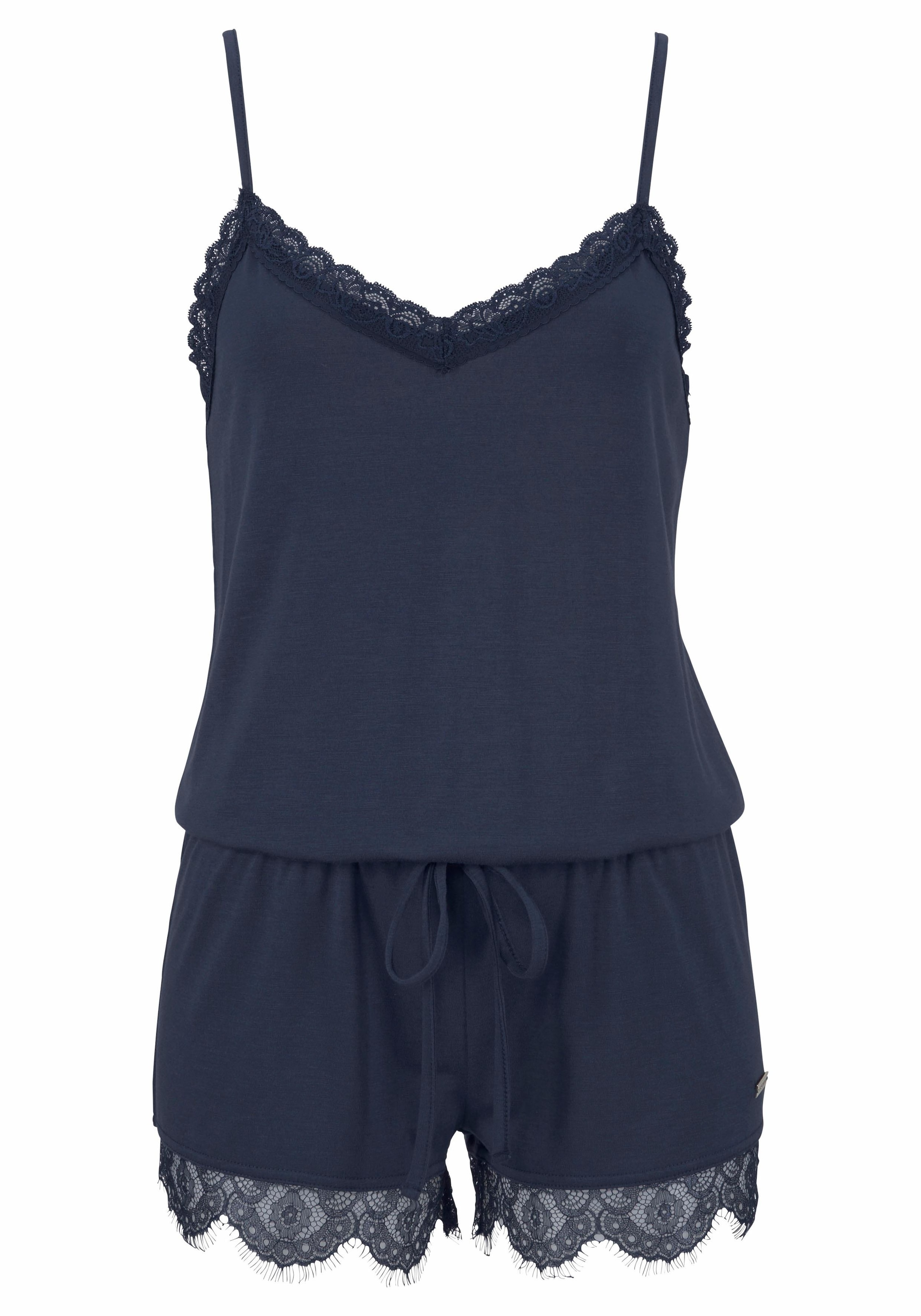 LASCANA Playsuit, mit Spitzensaum