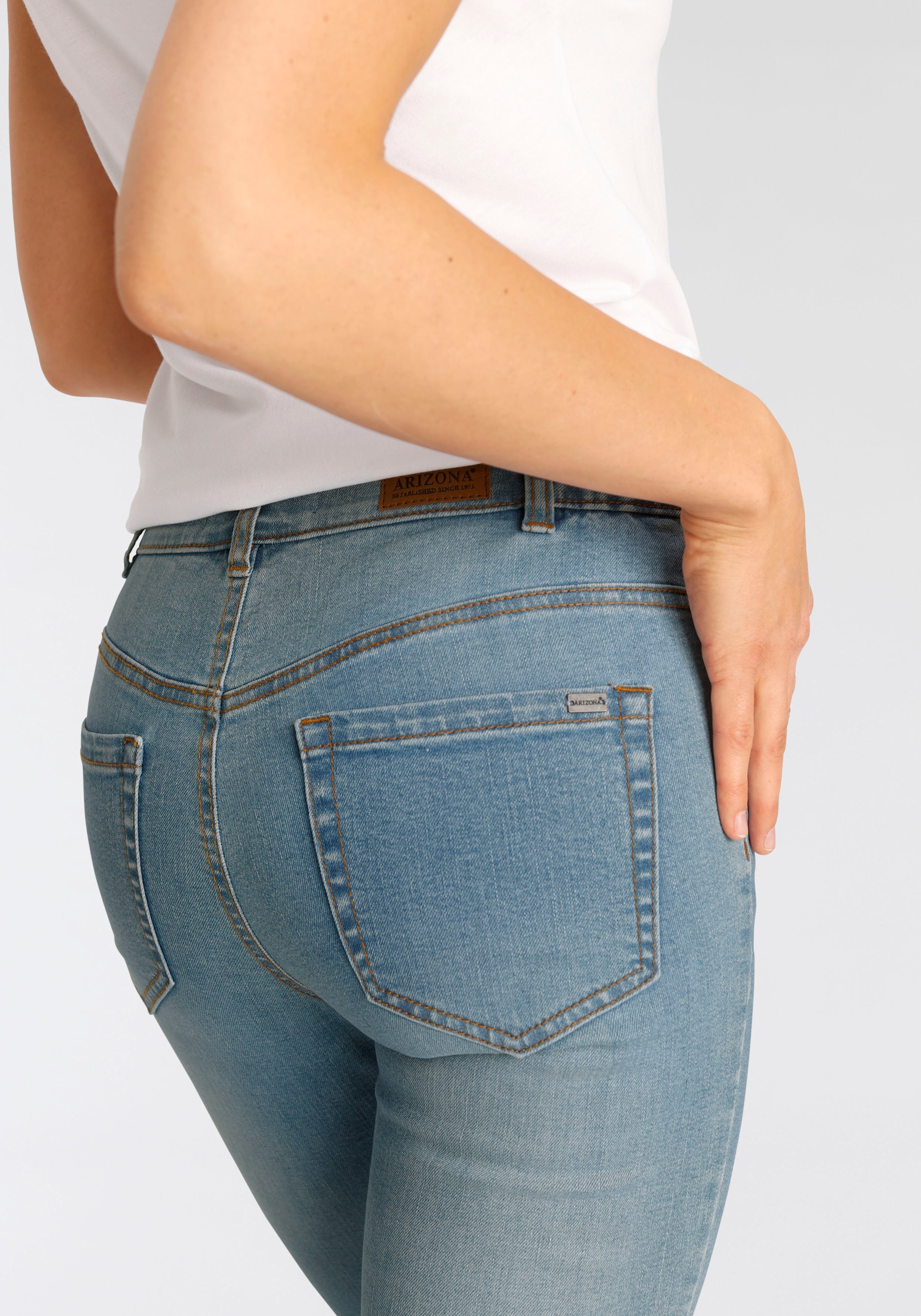 Arizona Slim-fit-Jeans Jelmoli-Versand High mit bestellen online »Bund bei seitlichem Gummizugeinsatz«, Waist Schweiz