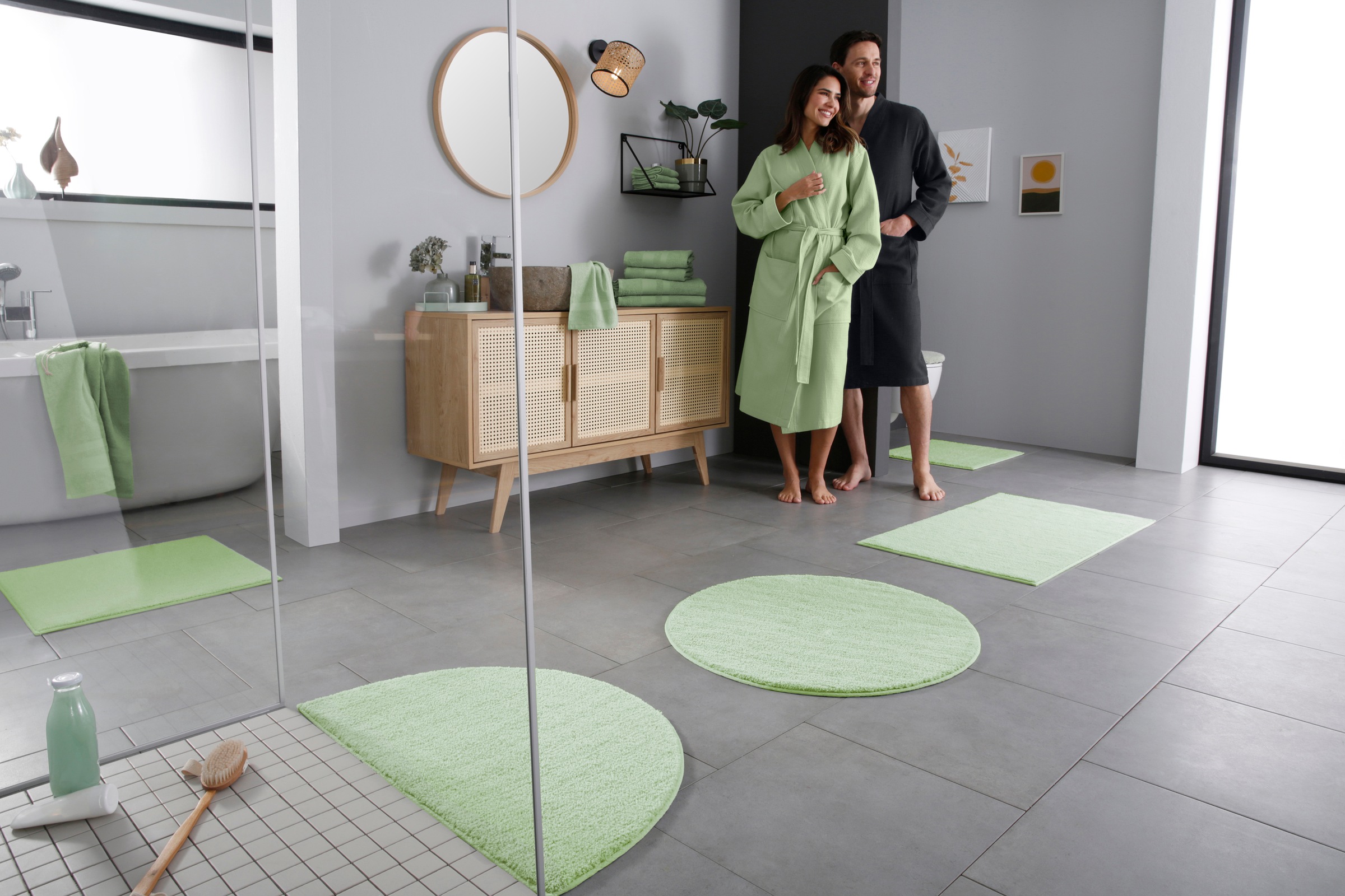 OTTO home Badematte "Vanessa, Badvorleger, Badezimmer Teppich" Höhe 10 mm rutschhemmend beschichtet fußbodenheizungsgeeignet  schnell trocknend  strapazierfähig Badteppich, weiche Haptik, unifarben