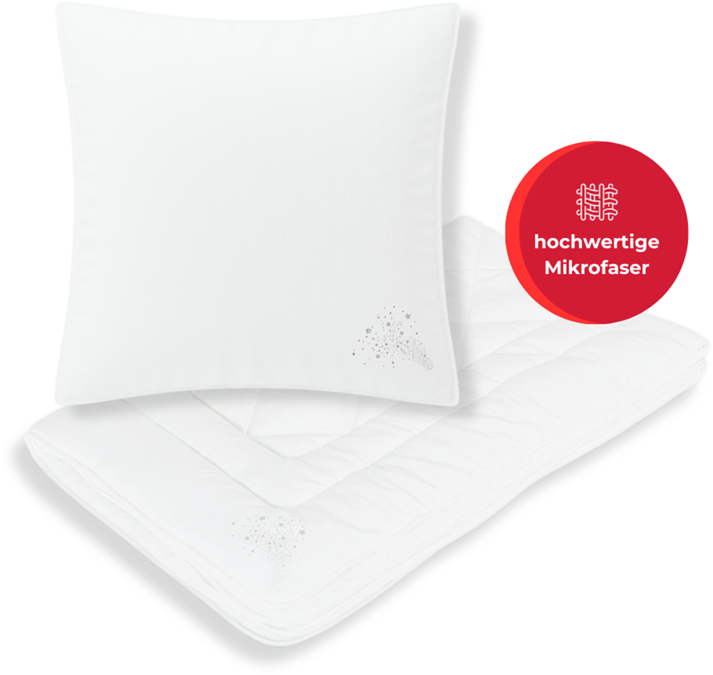 OTTO home Microfaserbettdecke + Kopfkissen "Baca, 2-tlg. Bettdecke 135x200 oder155x220 cm mit Kissen 80x80 cm" Set Bettdecke & Kissen Made in Germany, Sommer, Winter