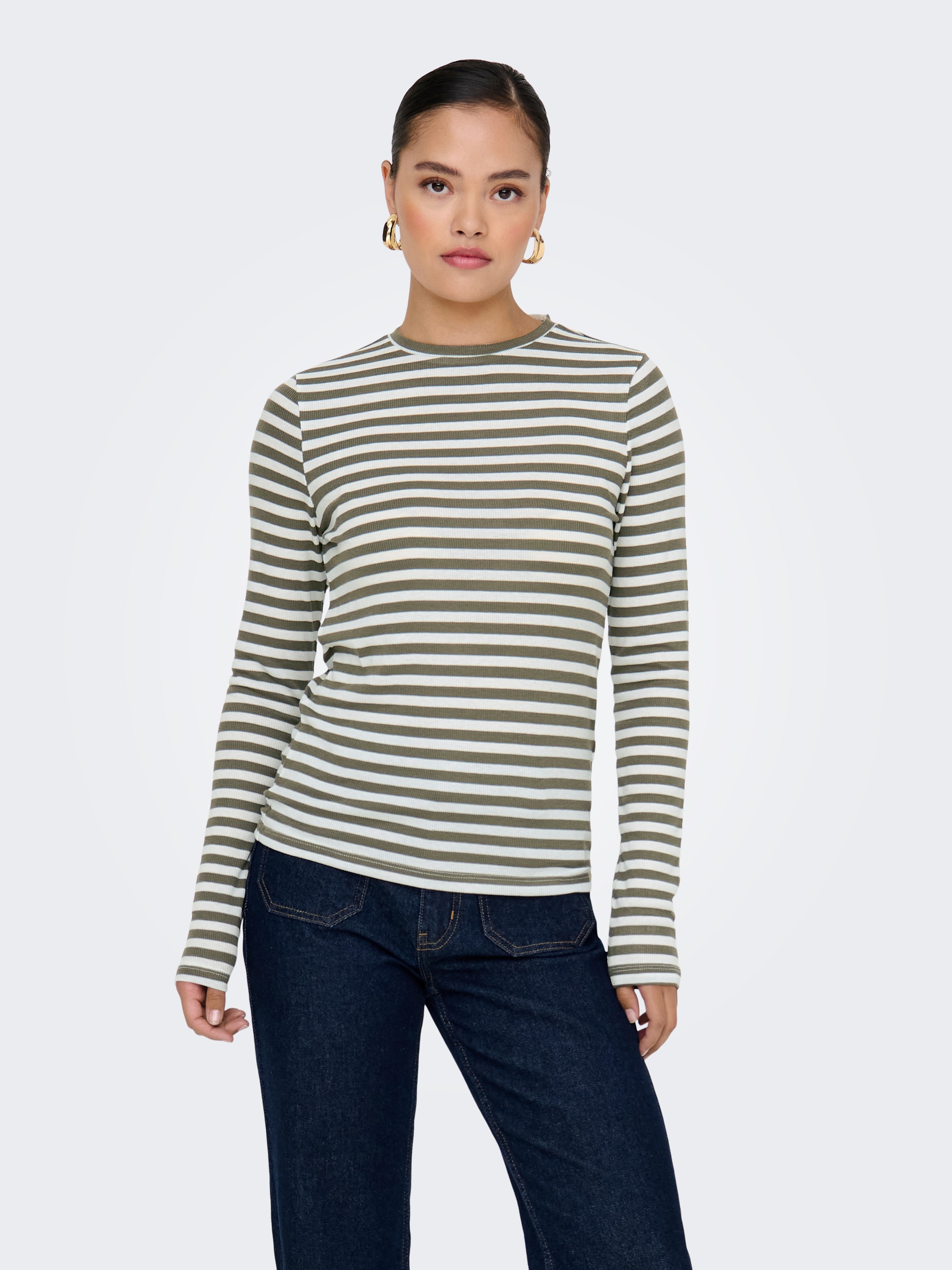 ONLY Langarmshirt »ONLMAI STRIPE L/S TOP JRS NOOS«