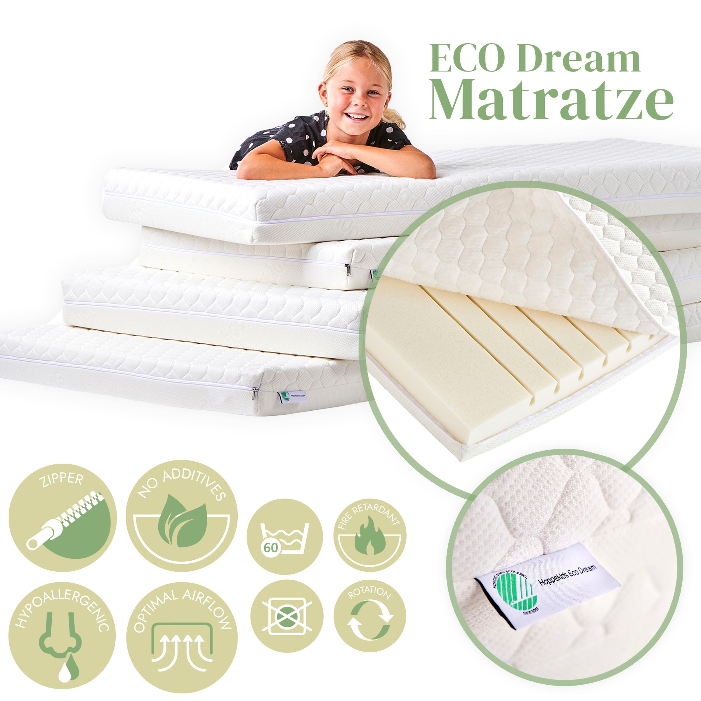 Hoppekids Spielbett »ECO COMFORT, Hochbett, in 2 Einzelbetten teilbar«, Höhe 72cm, Farbe & Grösse & Matratze