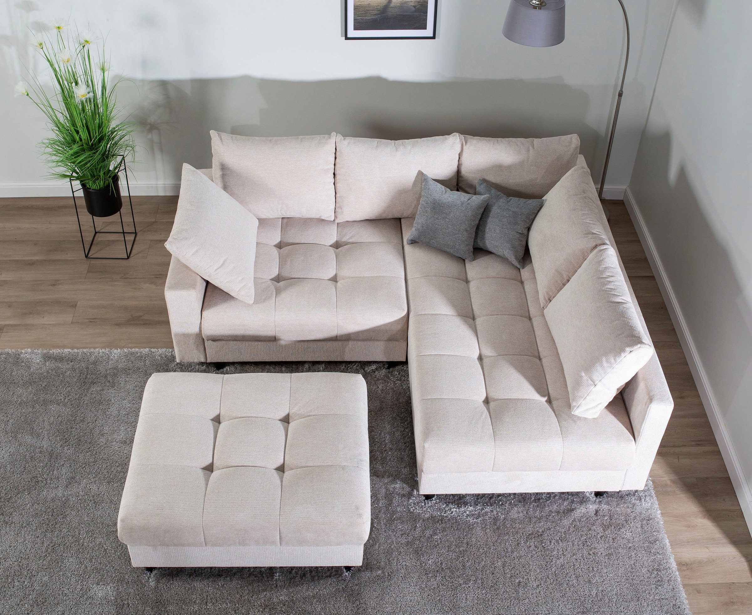 Home affaire Ecksofa »Toni L-Form«, Ottomane beidseitig montierbar, Federkern-Polsterung