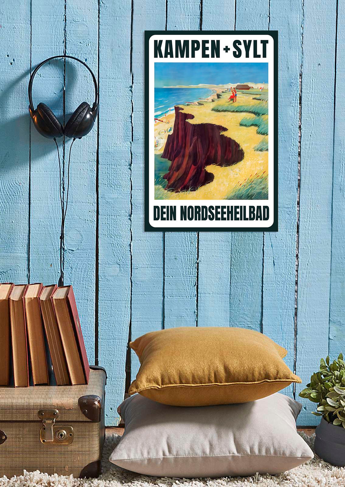 queence Metallbild "Dein Nordseeheilbad" Meer  Schriftzug  Schriftzüge  Strand 1 Stk. tlg. Stahlschilder