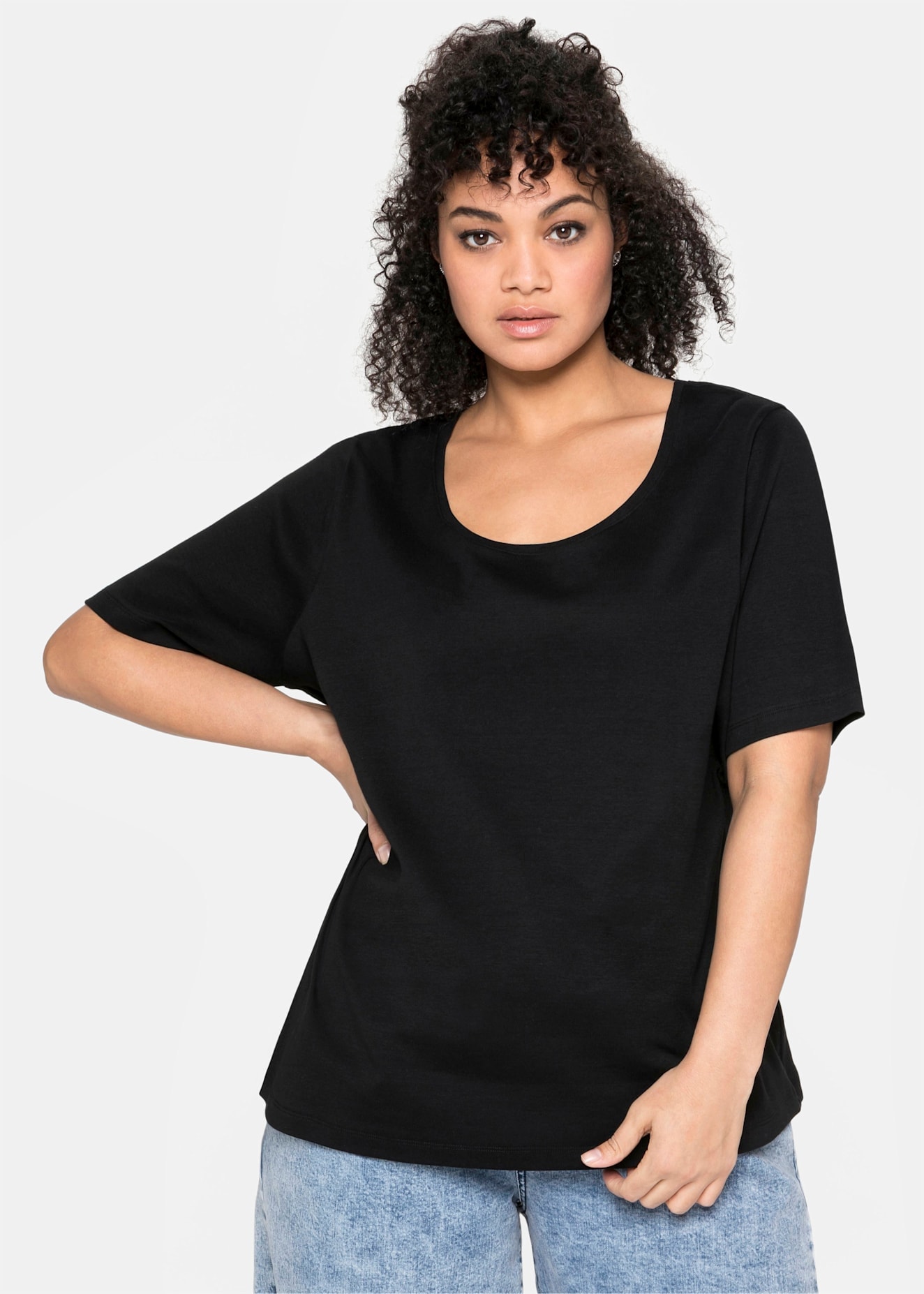 Sheego Kurzarmshirt »T-Shirt«, (1 tlg.)