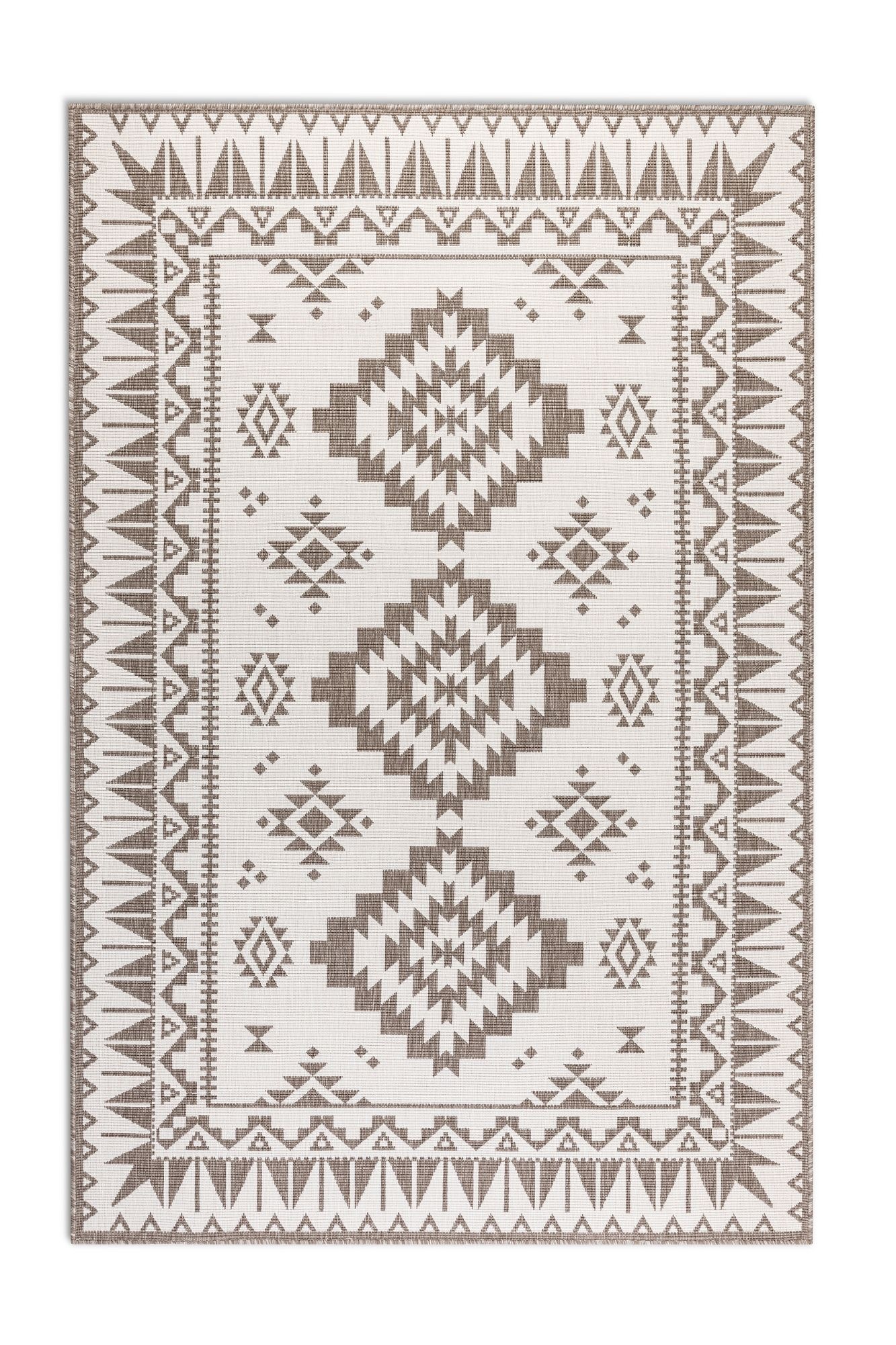 THE RUGS Dynamic Reversible Indoor & Outdoor Rug Polypropylene Oriental Rug in Beige | Size: 80cm x 150cm