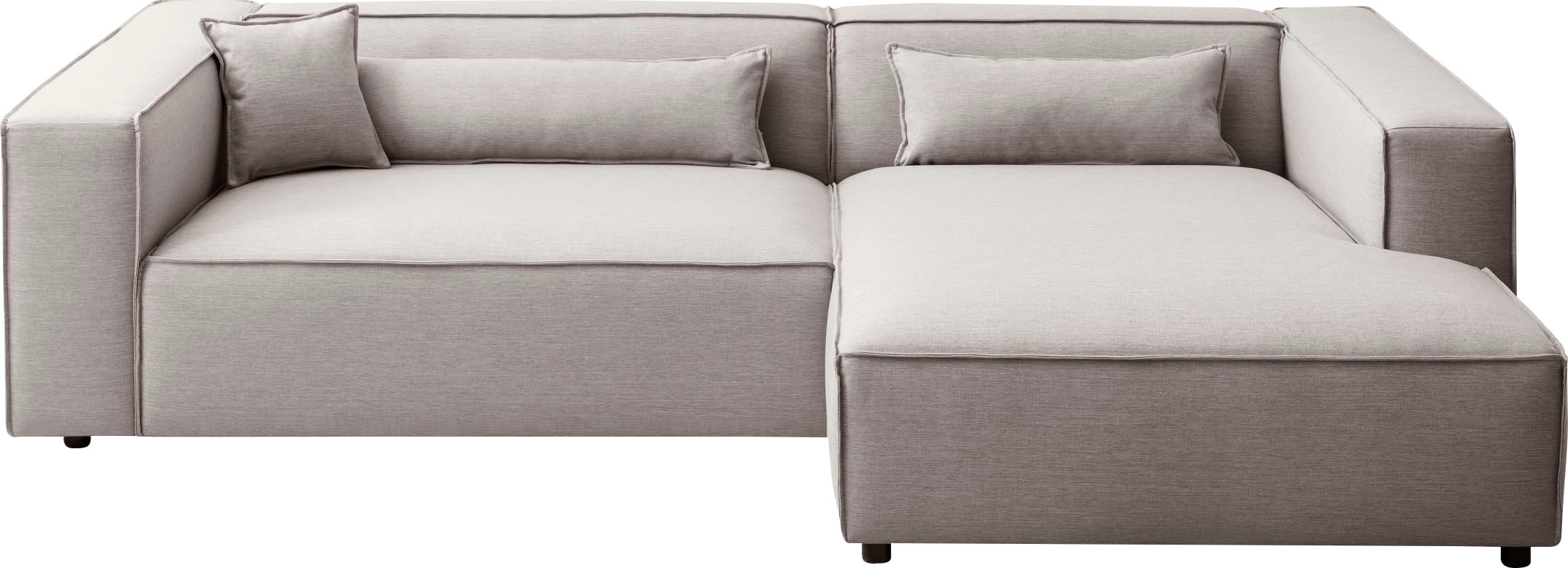 LeGer Home by Lena Gercke Ecksofa »PIARA XXL, Big-Sofa in Cord oder Leinenoptik, L-Form, mit Kedernaht«, wahlweise Ottomane rechts/links, schwarze Füsse, extra tiefe Sitzfläche