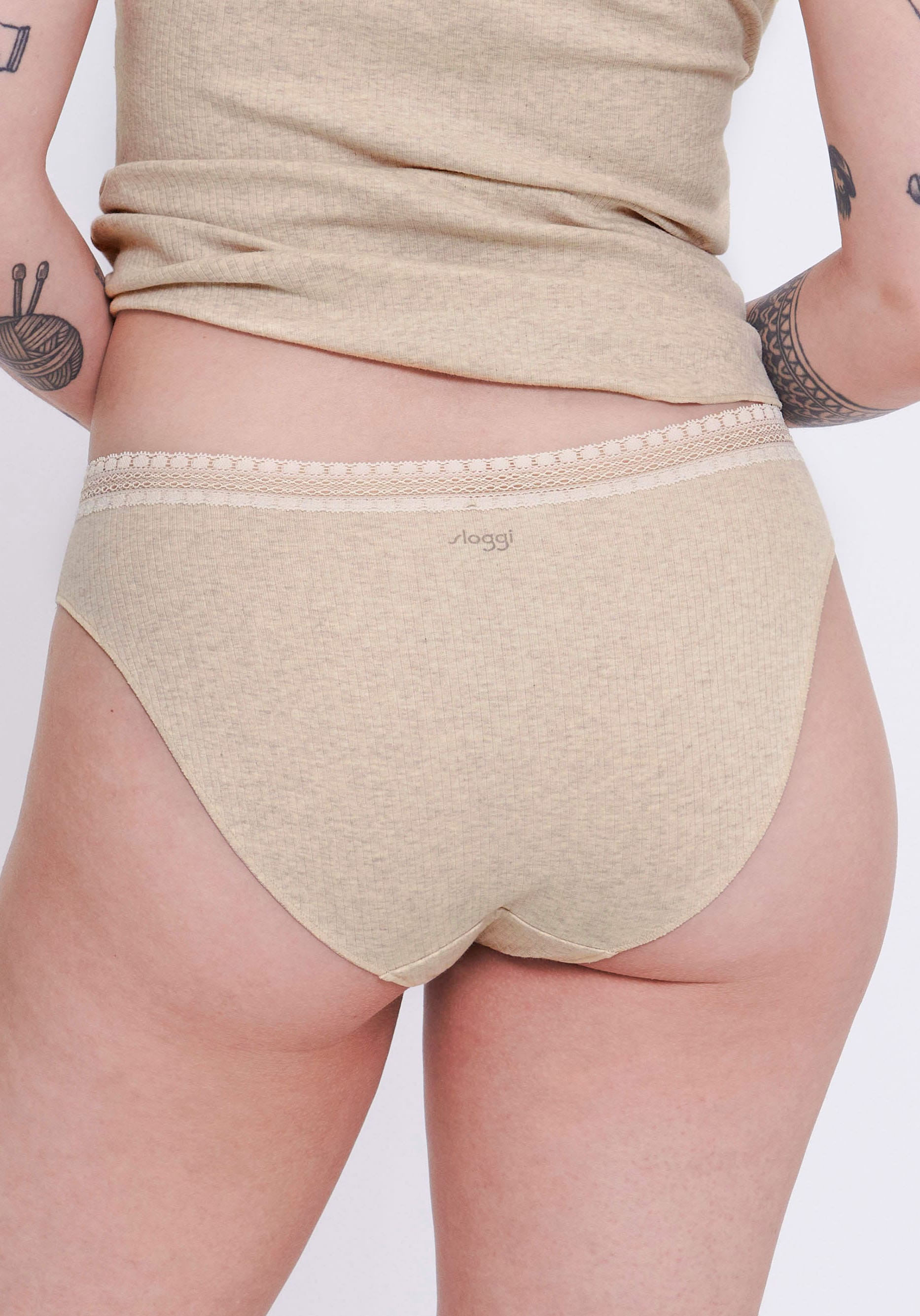 sloggi Tai-Slip »GO Ribbed«, (2er Pack), Feinripp, Baumwollmix, Stretch-Spitze, bequem, elastisch, weich