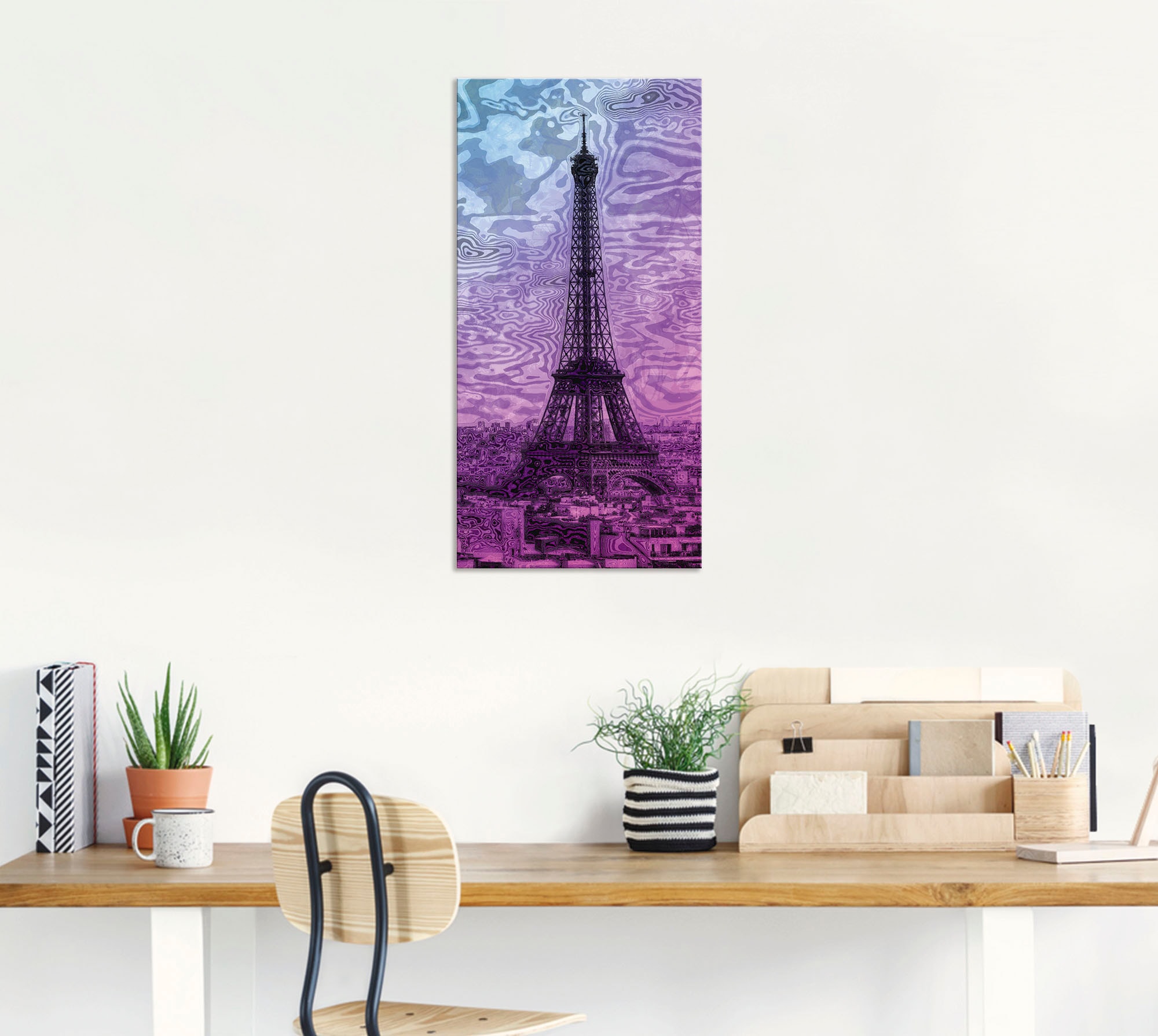 Artland Wandbild »Paris Eiffelturm Lila/Blau«, Gebäude, (1 St.), als Alubild, Outdoorbild, Leinwandbild in verschied. Grössen