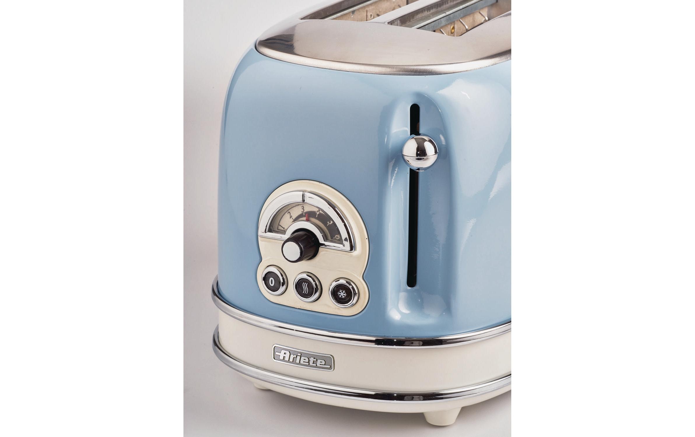 Ariete Toaster »Vintage 2 Schlitze, Blau«, für 2 Scheiben, 810 W, Lieferung mit passendem CH-Fixadapter