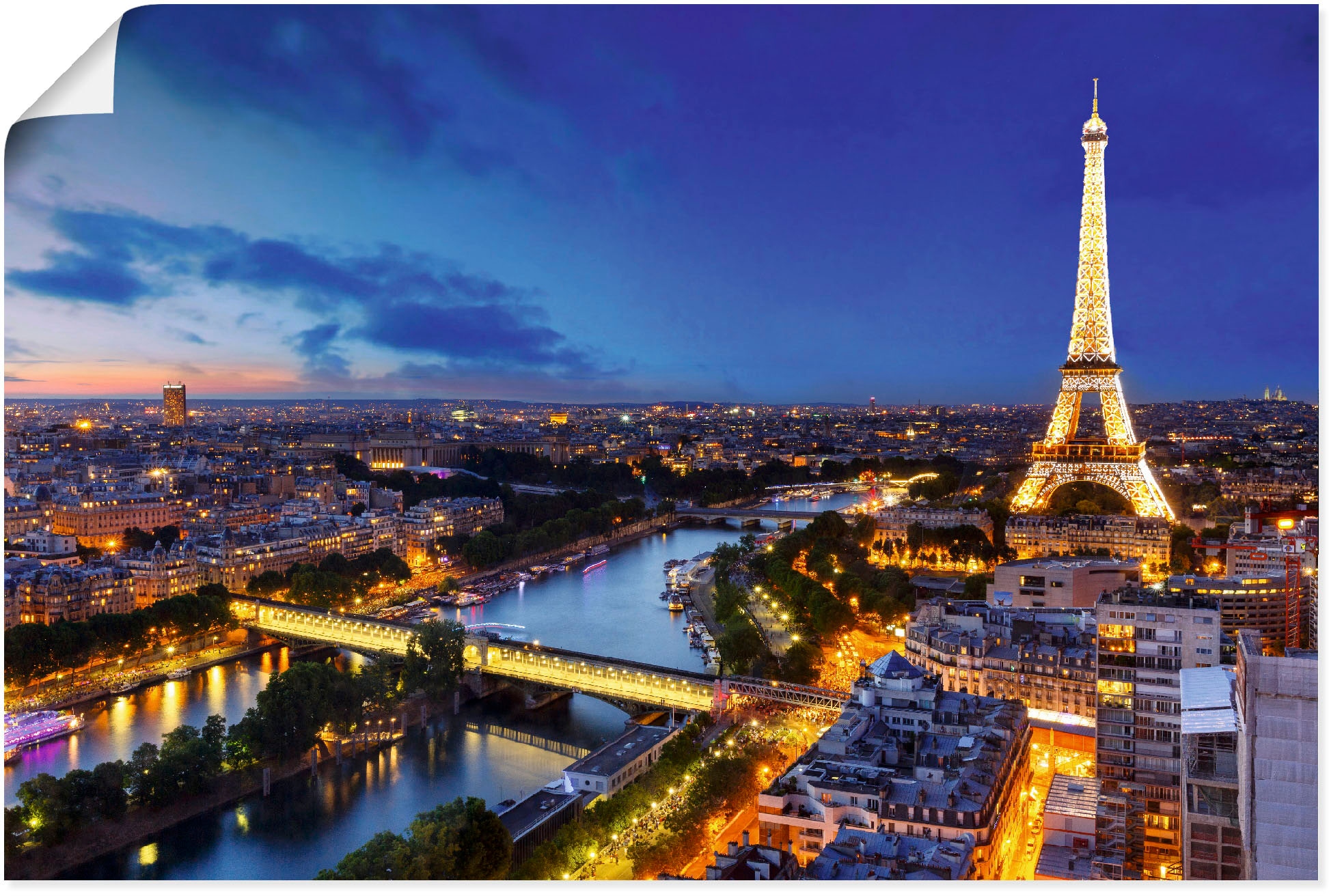 Artland Wandbild Abend, Paris«, »Eiffelturm Jelmoli-Versand (1 St.), Alubild, versch. in Leinwandbild, und Poster online am Seine oder Wandaufkleber als Paris, Grössen | bestellen