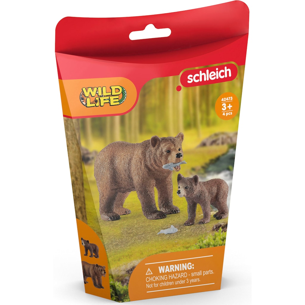 Schleich® Spielfigur »WILD LIFE, Grizzlybär-Mutter mit Jungem (42473)«