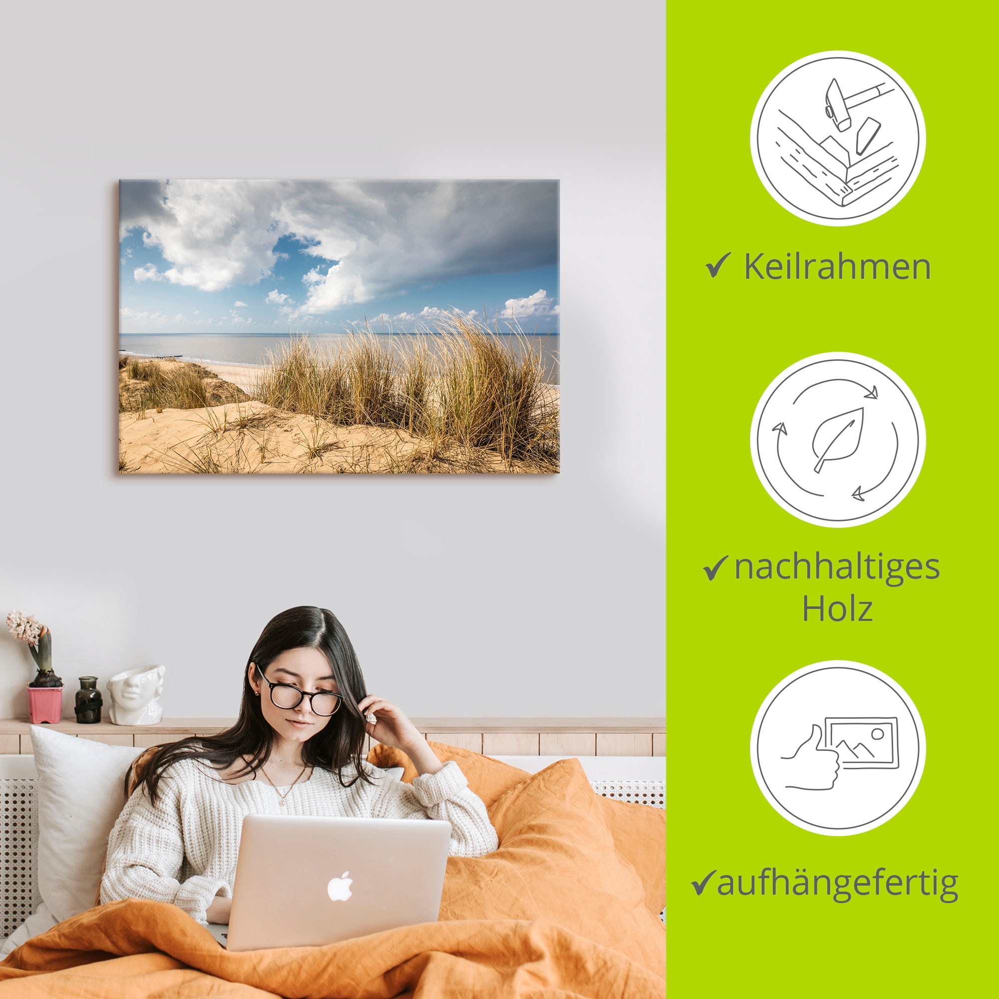 Artland Wandbild »Weg durch die Dünen am Roten Kliff«, Strandbilder, (1 St.), als Alubild, Outdoorbild, Leinwandbild, Poster in verschied. Grössen