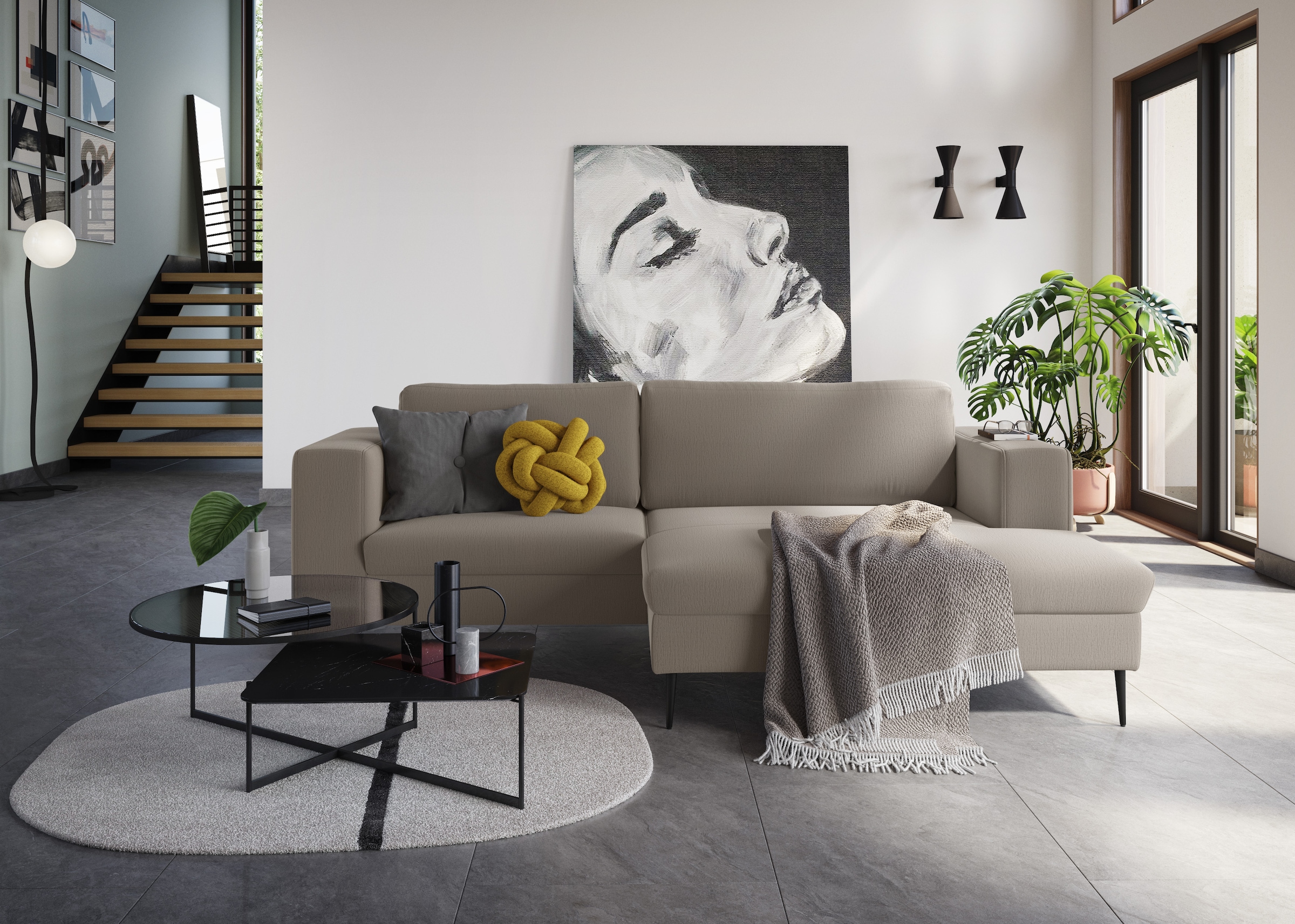 DOMO collection Ecksofa »Modica L-Form«, moderne Optik mit grosszügiger RecamiÃ¨re, auch in Cord