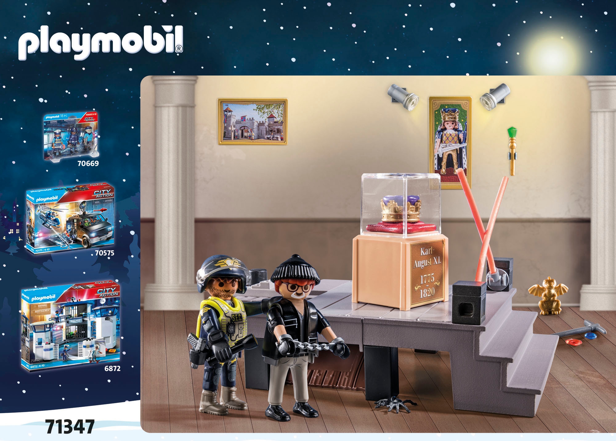 Playmobil® Spielzeug-Adventskalender »Spielbausteine, Polizei Museumsdiebstahl (71347)«, ab 4 Jahren, City Action