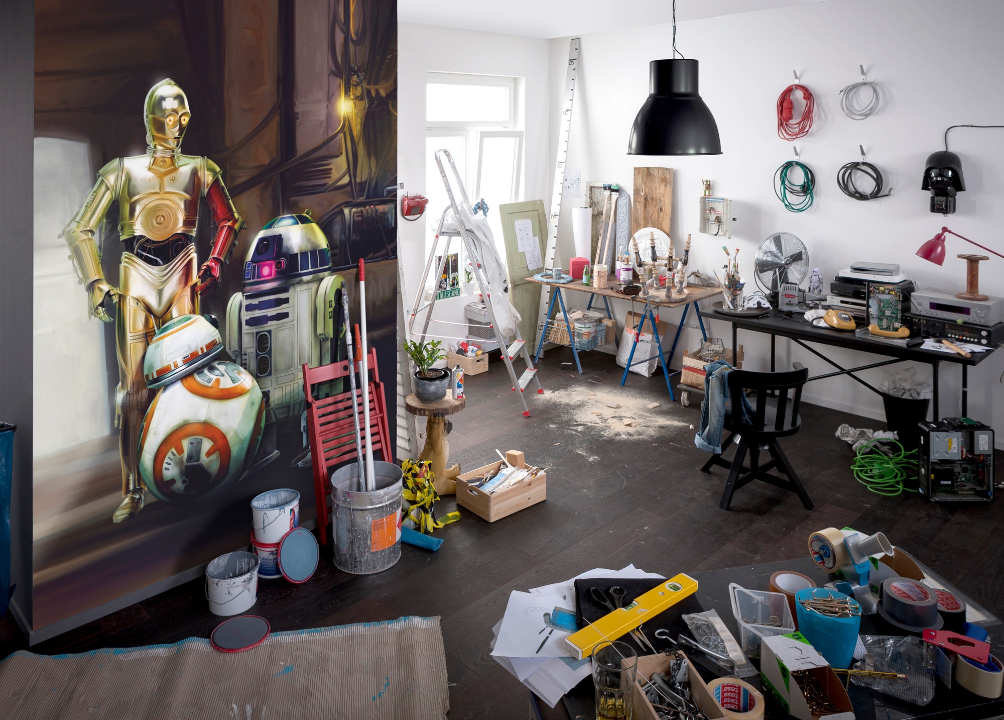 Komar Fototapete »STAR WARS Three Droids - Grösse 184 x 254 cm«, bedruckt, Kinderzimmer
