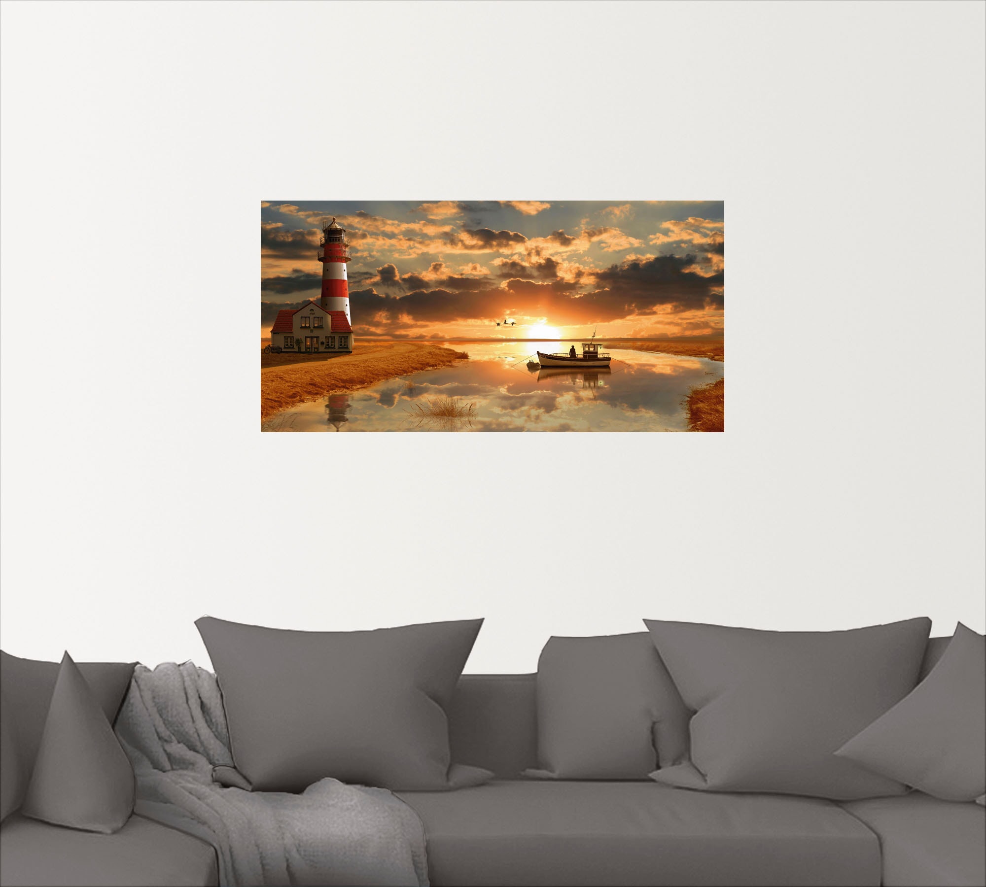 Artland Wandbild »Maritime Idylle beim Leuchtturm«, Gebäude, (1 St.), als Leinwandbild, Poster, Wandaufkleber in verschied. Grössen