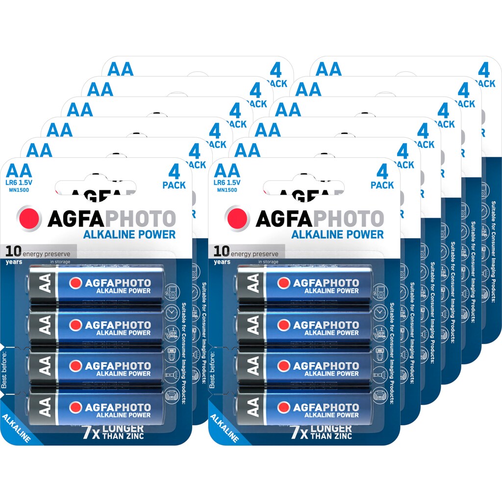 AgfaPhoto Batterie »48er Pack Alkaline, Mignon, AA, LR06, 1.5V, Platinum, Karton«, (Packung, 48 St.)