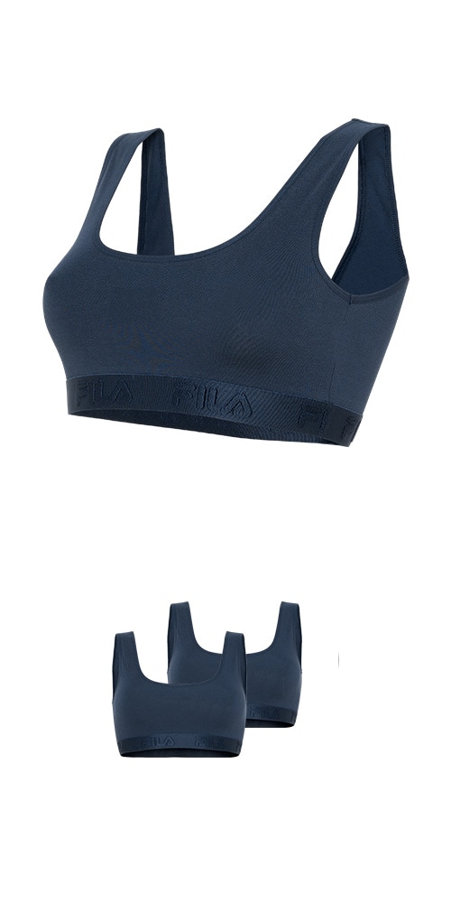 Fila Bügelloser BH 2er Pack, elastisches Unterbrustband, Baumwollmix