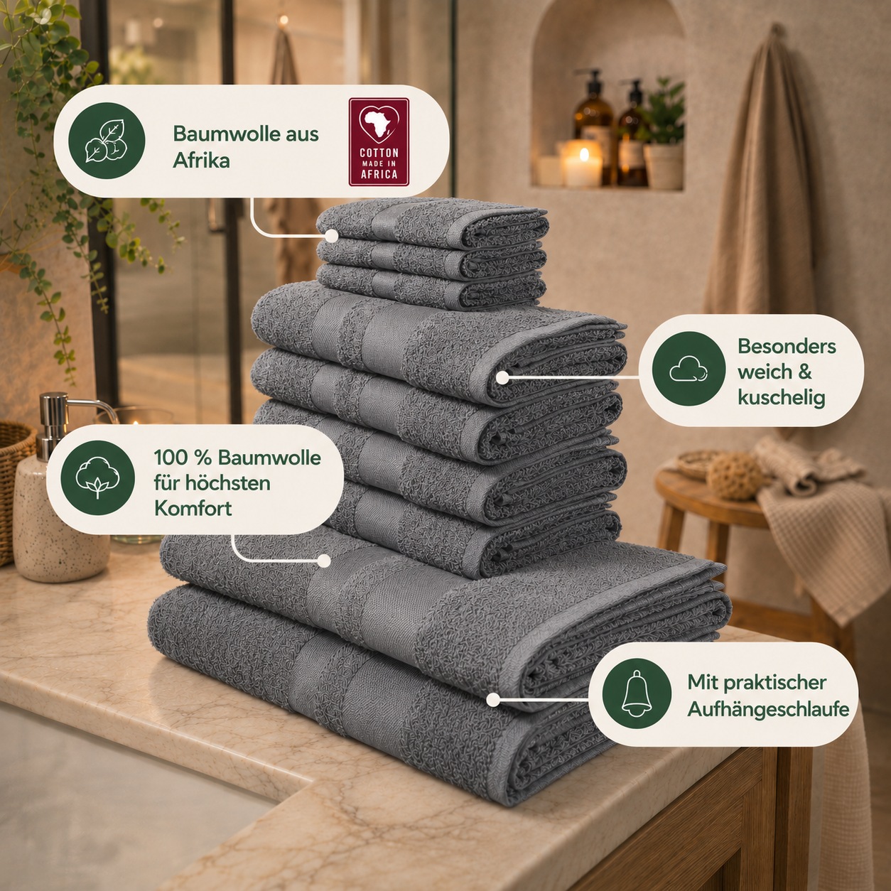 OTTO home Handtuch Set "Vanessa, 10-tlg Handtuch-Set, weich, in Standard- und Premium-Qualität" Set 10 tlg. Walkfrottee 100% Baumwolle, Duschtücher, Handtücher, Gästetücher, mit Bordüre