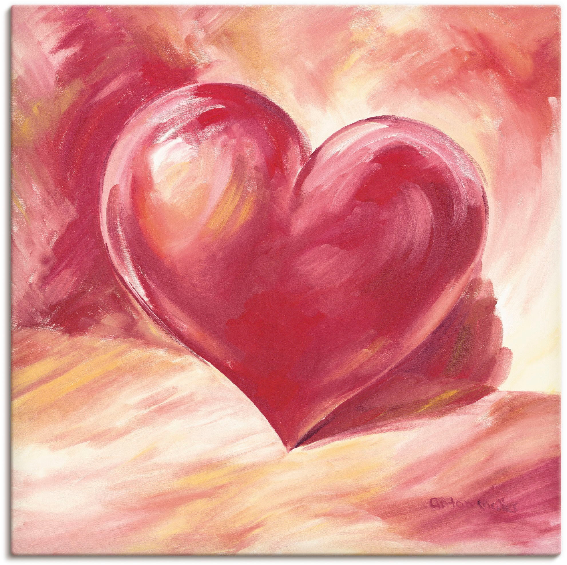 Artland Wandbild »Rosa/rotes Herz«, Herzen, (1 St.), als Alubild, Outdoorbild, Leinwandbild, Poster, Wandaufkleber