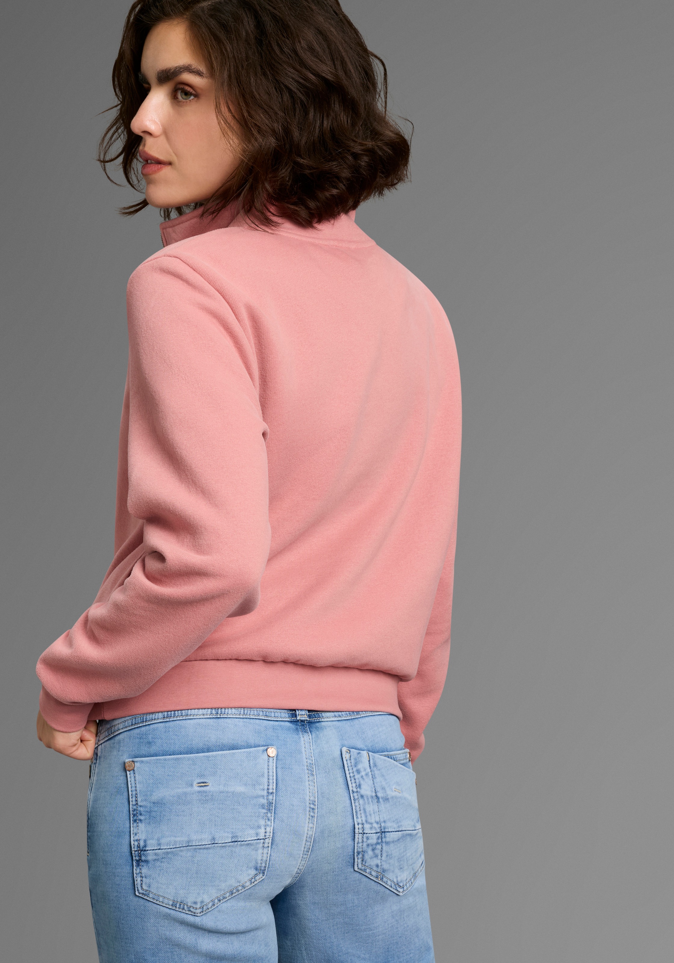 Laura Scott Sweater, Weiche Baumwollmischung mit Troyer‑Kragen und Reissverschluss­detail