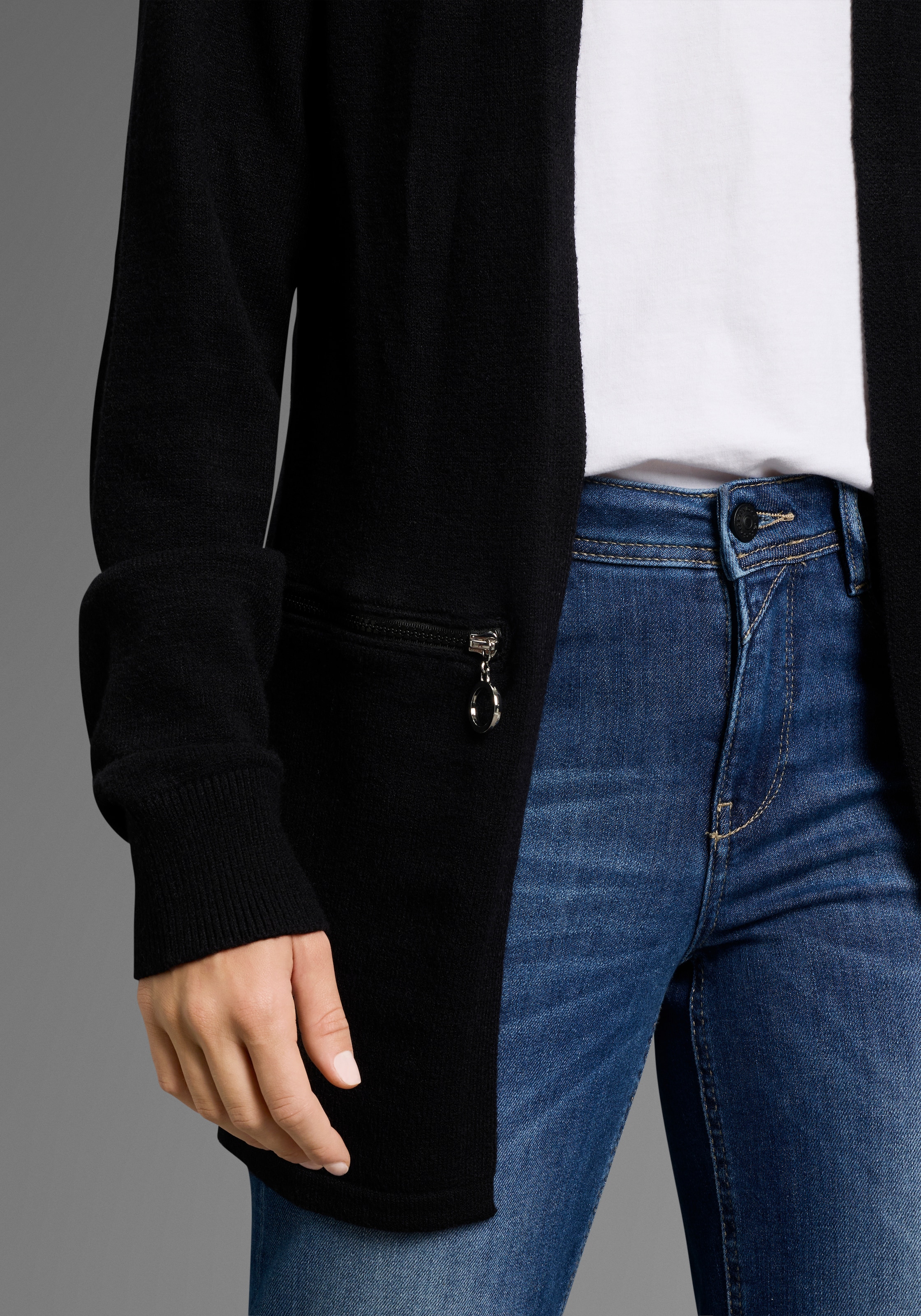 Laura Scott Strickjacke, in lässiger Langform mit Zipperdetails - NEUE KOLLEKTION