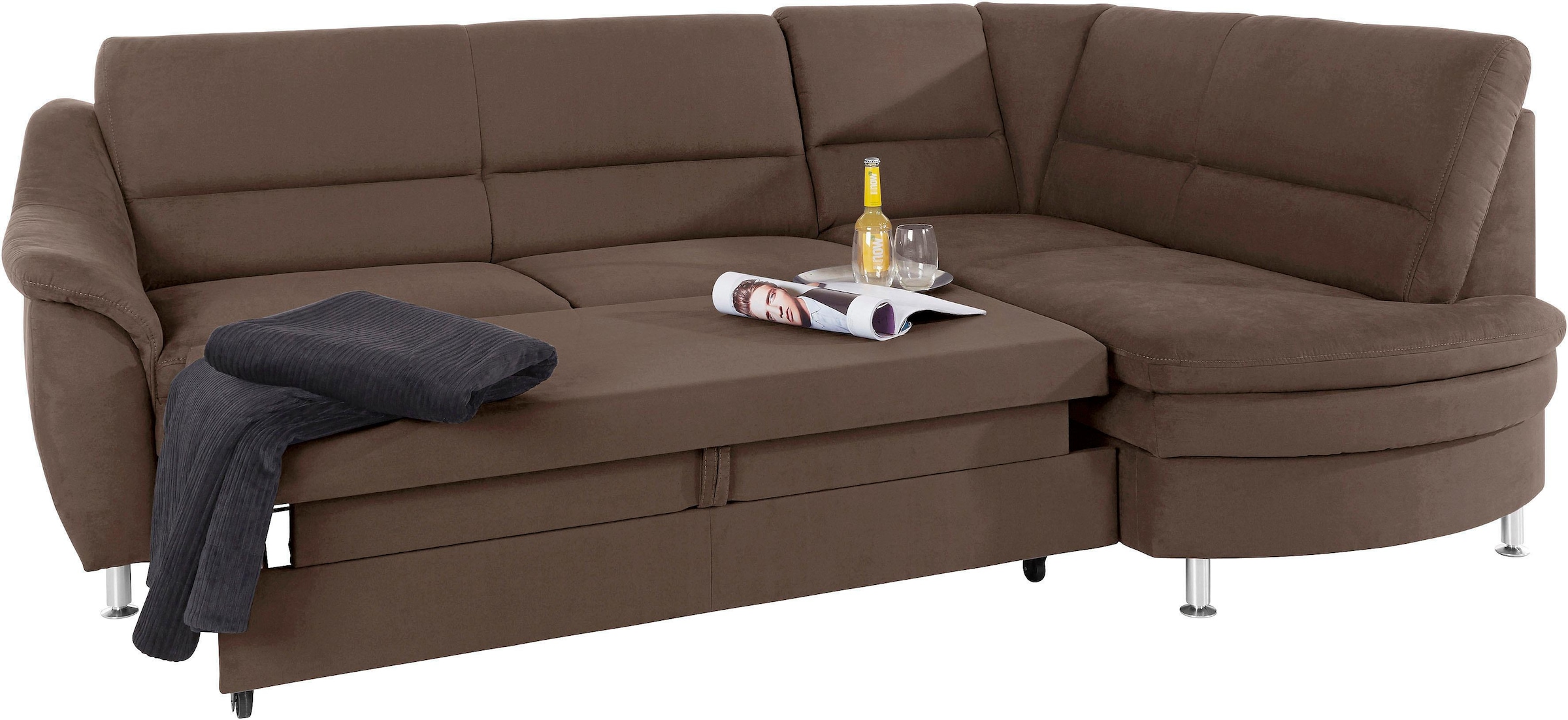 Places of Style Ecksofa »Cardoso L-Form«, Federkern, wahlweise mit Bett, Schubkasten