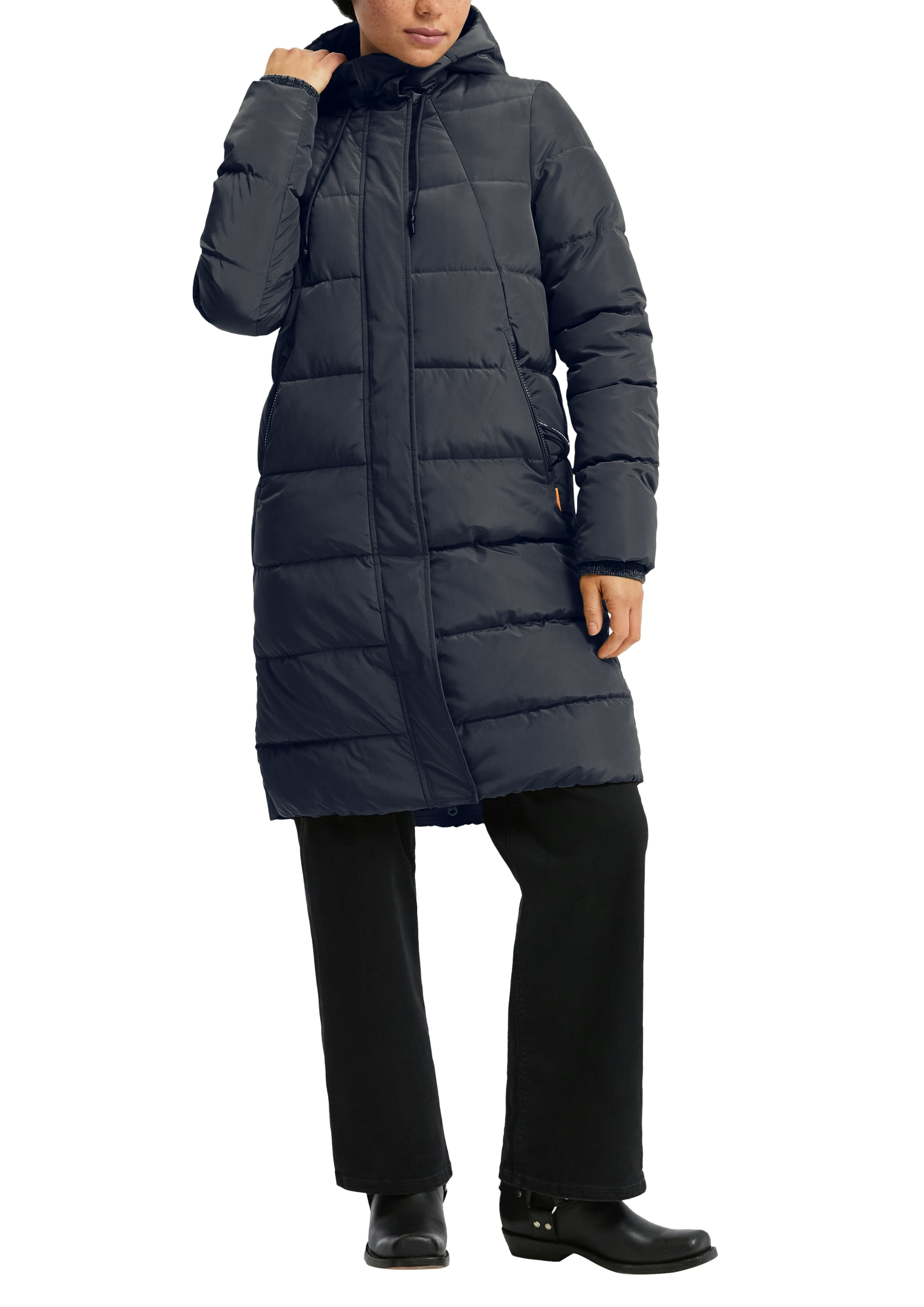 QS Steppjacke, mit Kapuze, lang, mit Kapuze