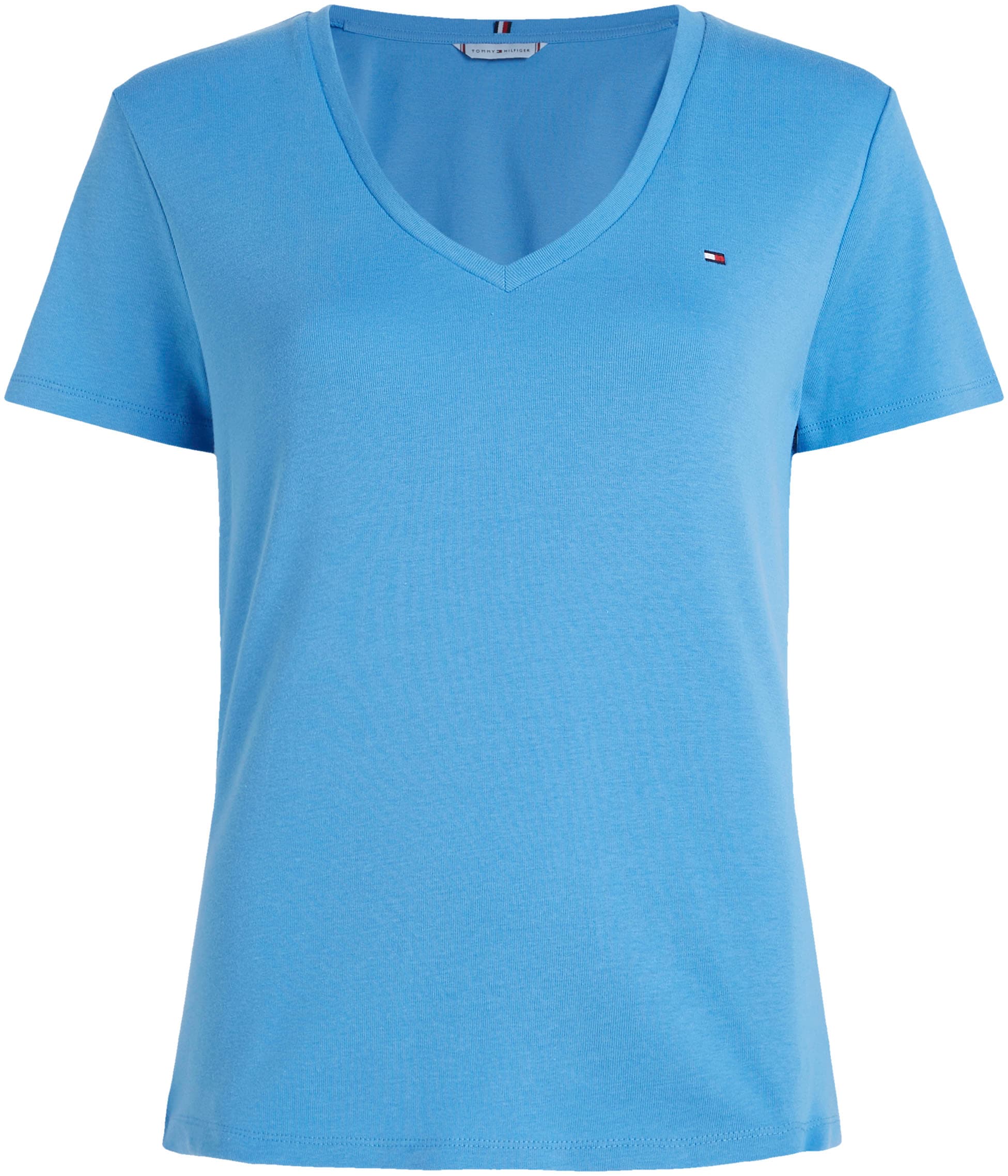 Tommy Hilfiger T-Shirt »SLIM CODY V-NECK dezenter online Jelmoli-Versand Logostickerei Schweiz shoppen RIB mit SS«, bei