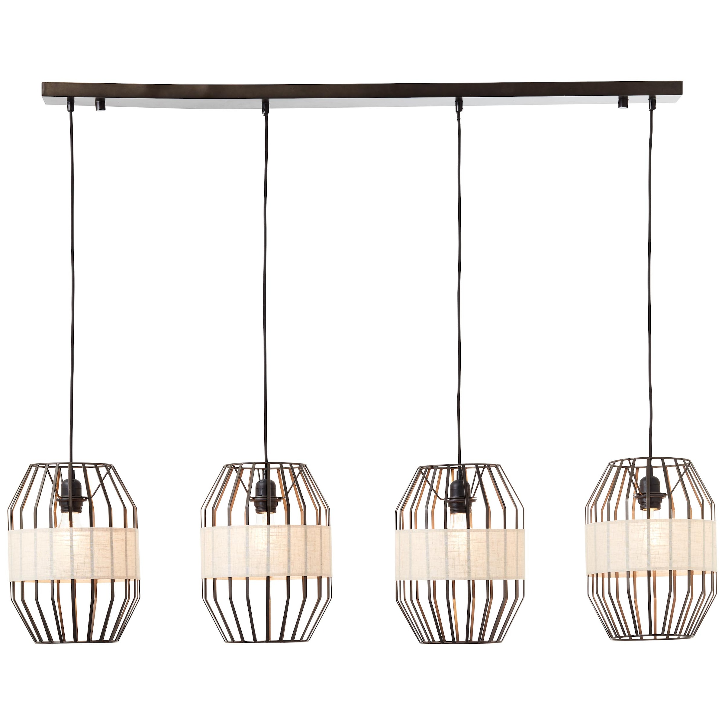 Brilliant Pendelleuchte »Slope«, 4 flammig, Leuchtmittel E27 ohne Leuchtmittel, 4flg schwarz/natur