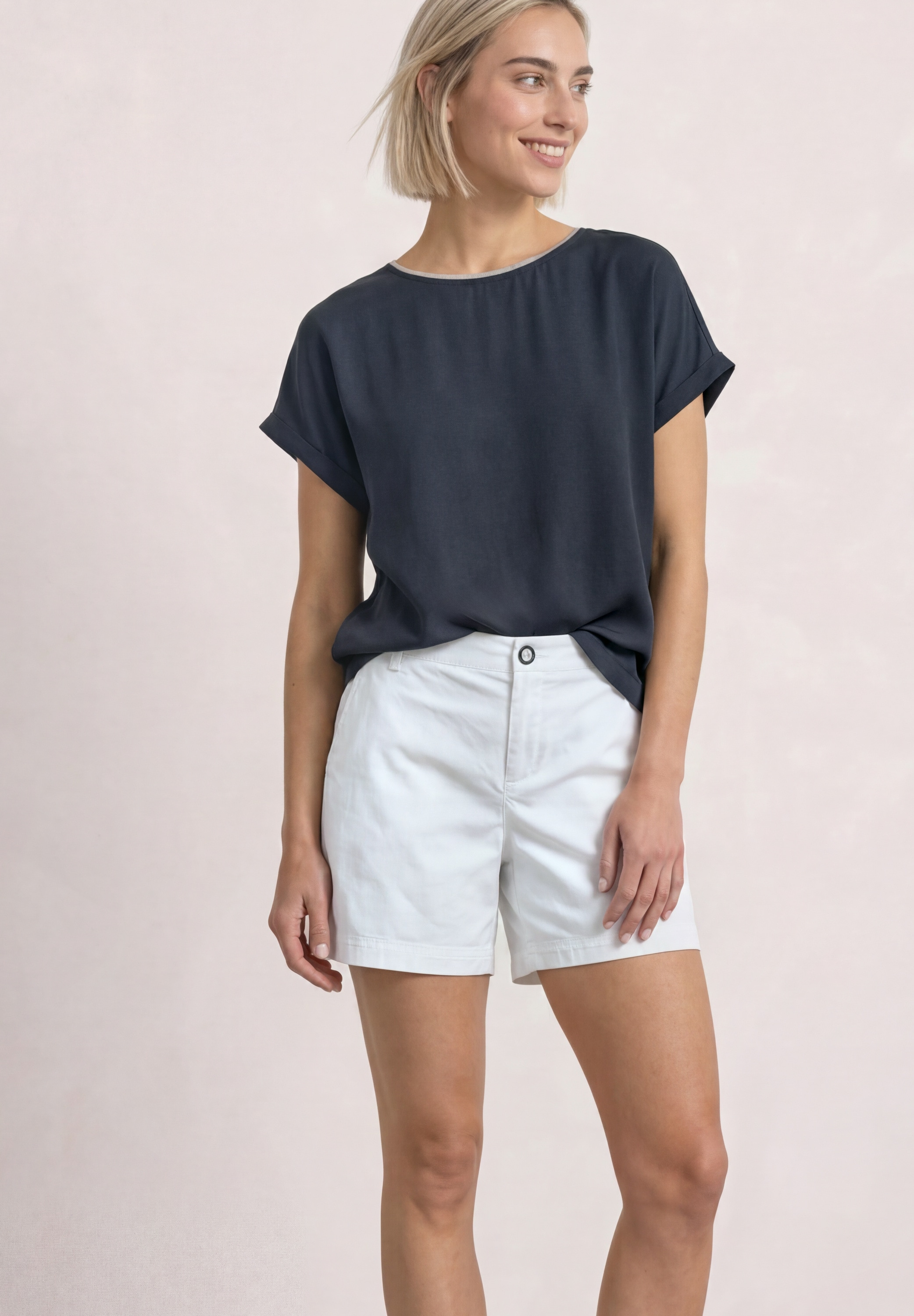 STREET ONE Shirttop 2-in-1 Sommershirt aus Chiffon mit Boat Neck