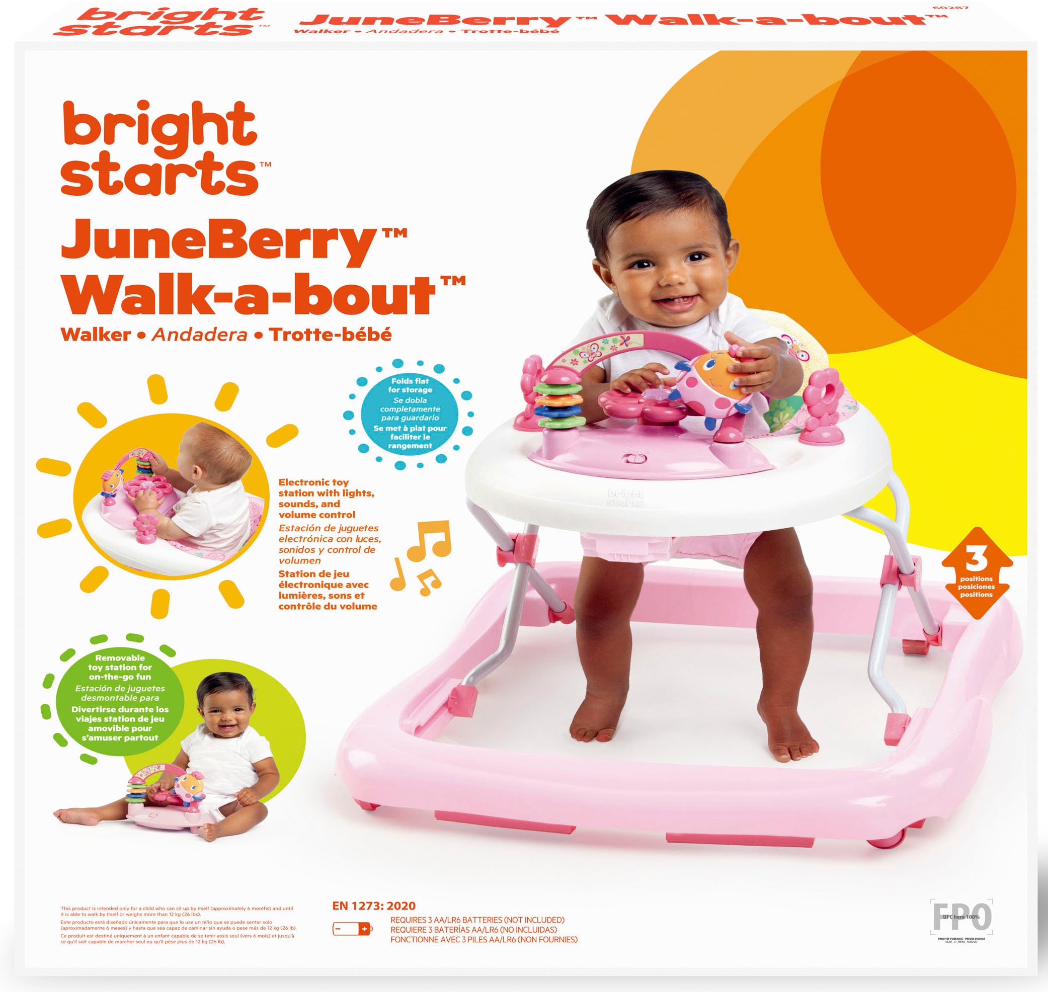 Bright Starts Lauflernhilfe »JuneBerry Walk-a-bout™«, mit Licht und Sound