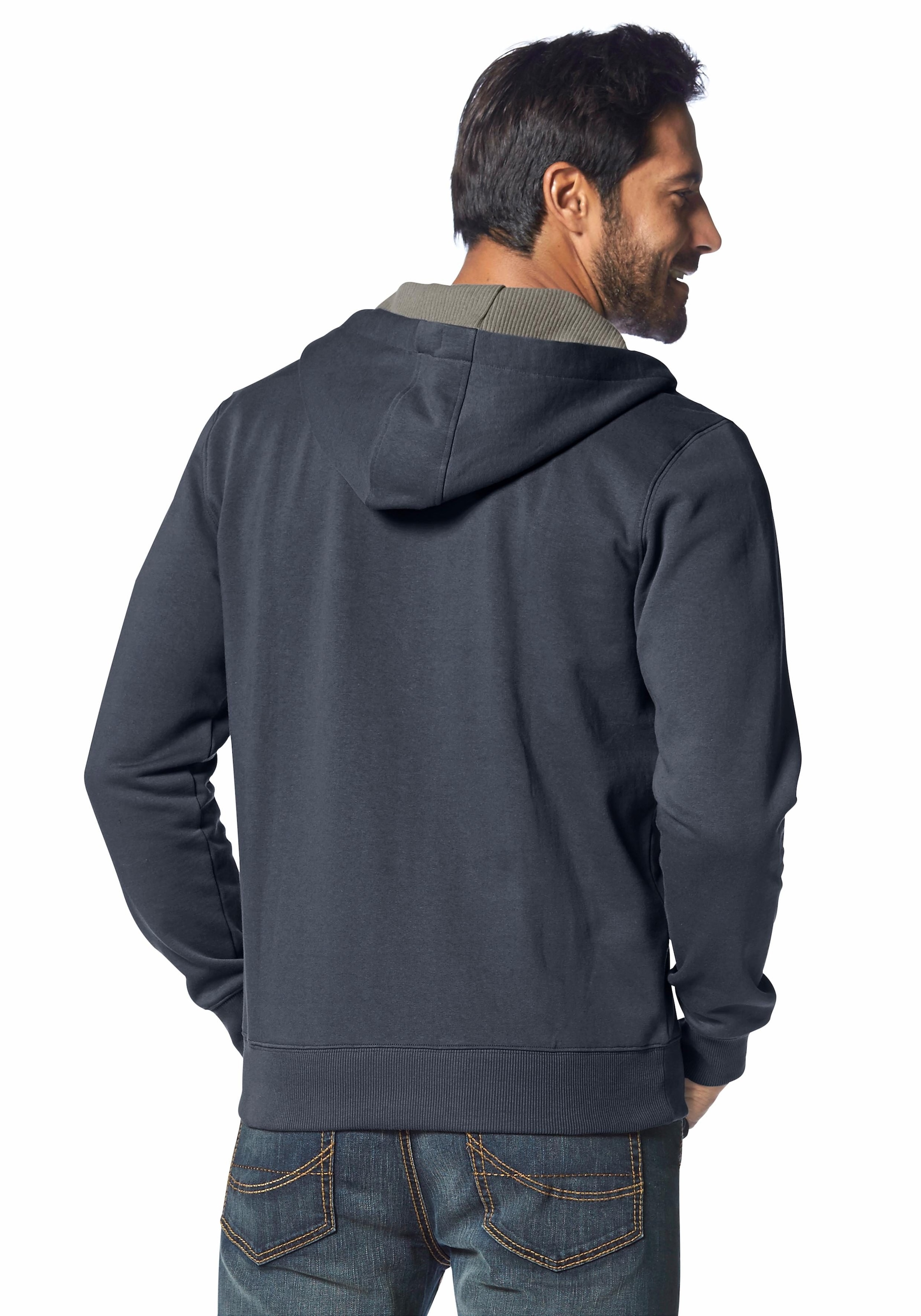 Man's World Kapuzensweatjacke, mit kontrastfarbigem Innenfutter