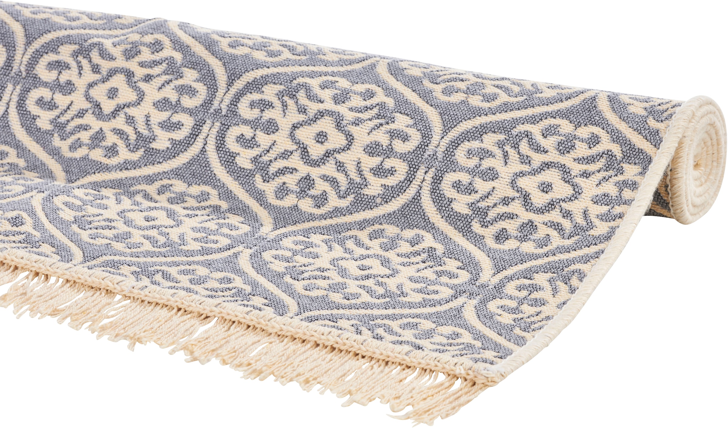 done.® Teppich »FLORENZ«, rechteckig, 8 mm Höhe, Flachgewebe, Ornamente, mit Fransen, waschbar